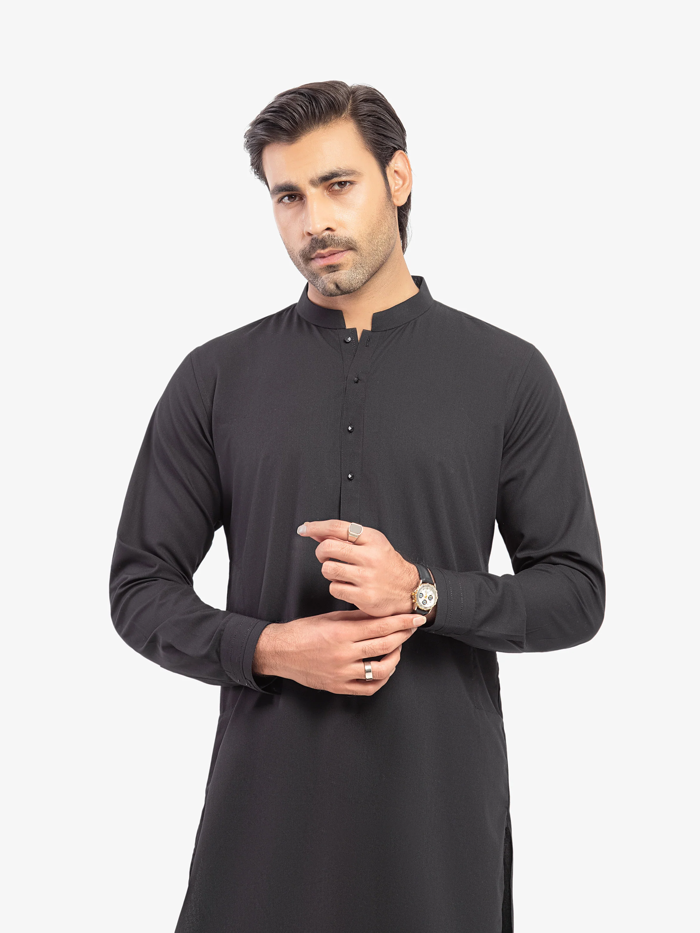 Men's Black Kurta Pajama - EMTKPT5-078 - Image 2