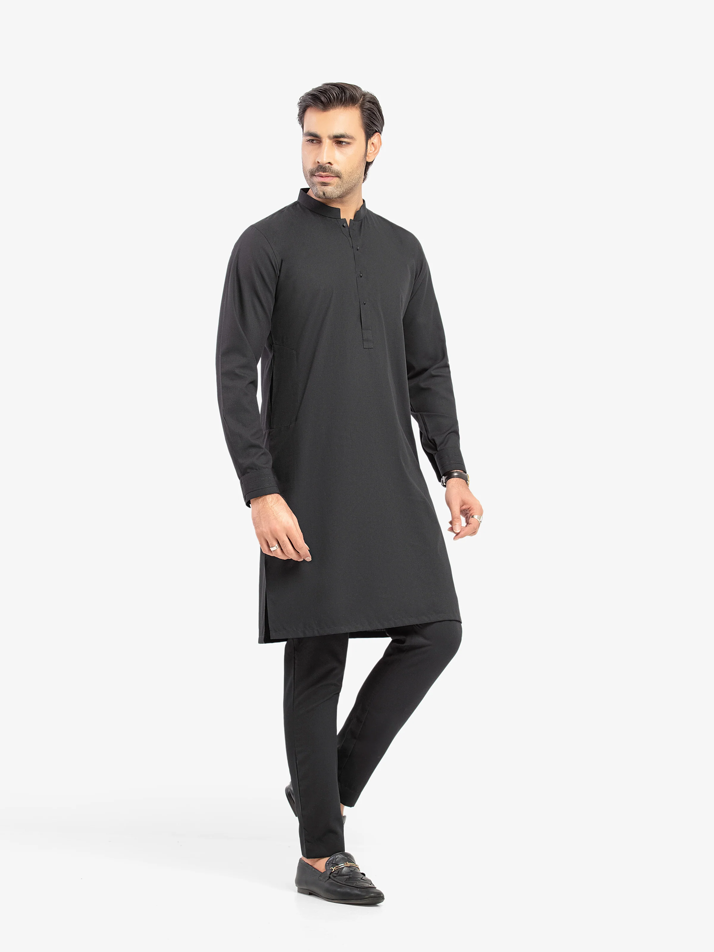 Men's Black Kurta Pajama - EMTKPT5-078 - Image 3