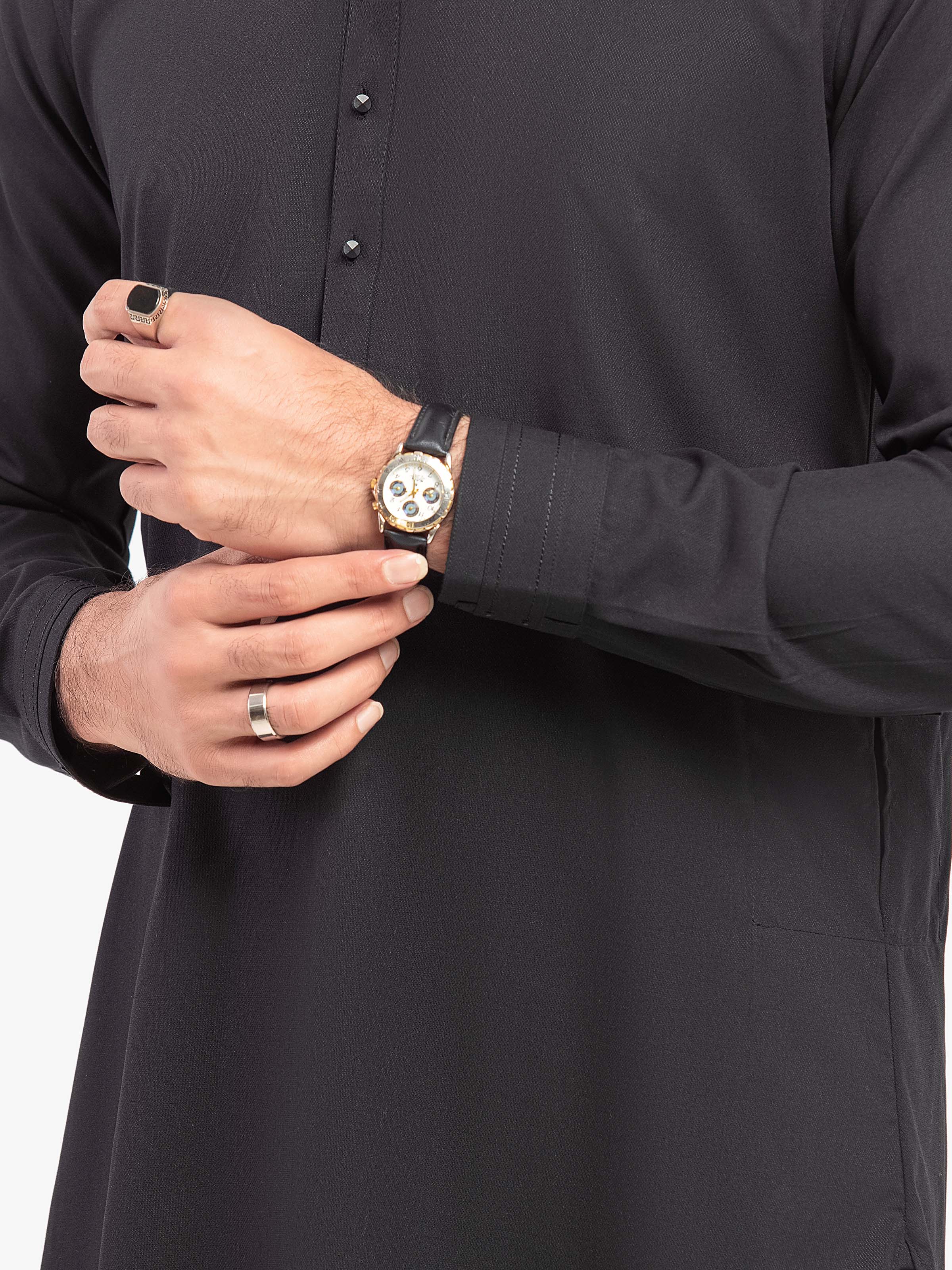 Men's Black Kurta Pajama - EMTKPT5-078 - Image 5
