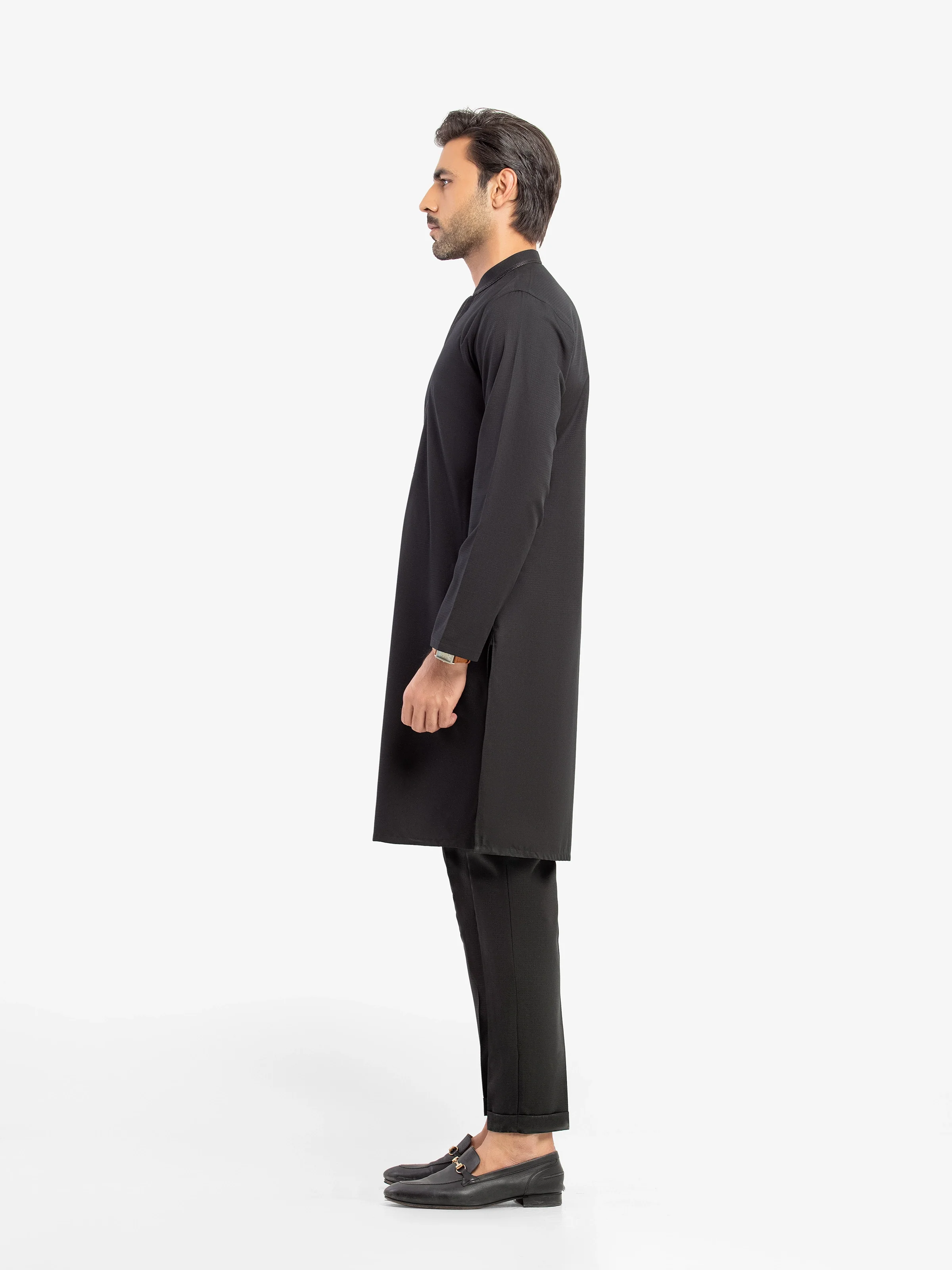 Men's Black Kurta Pajama - EMTKPT5-084 - Image 4