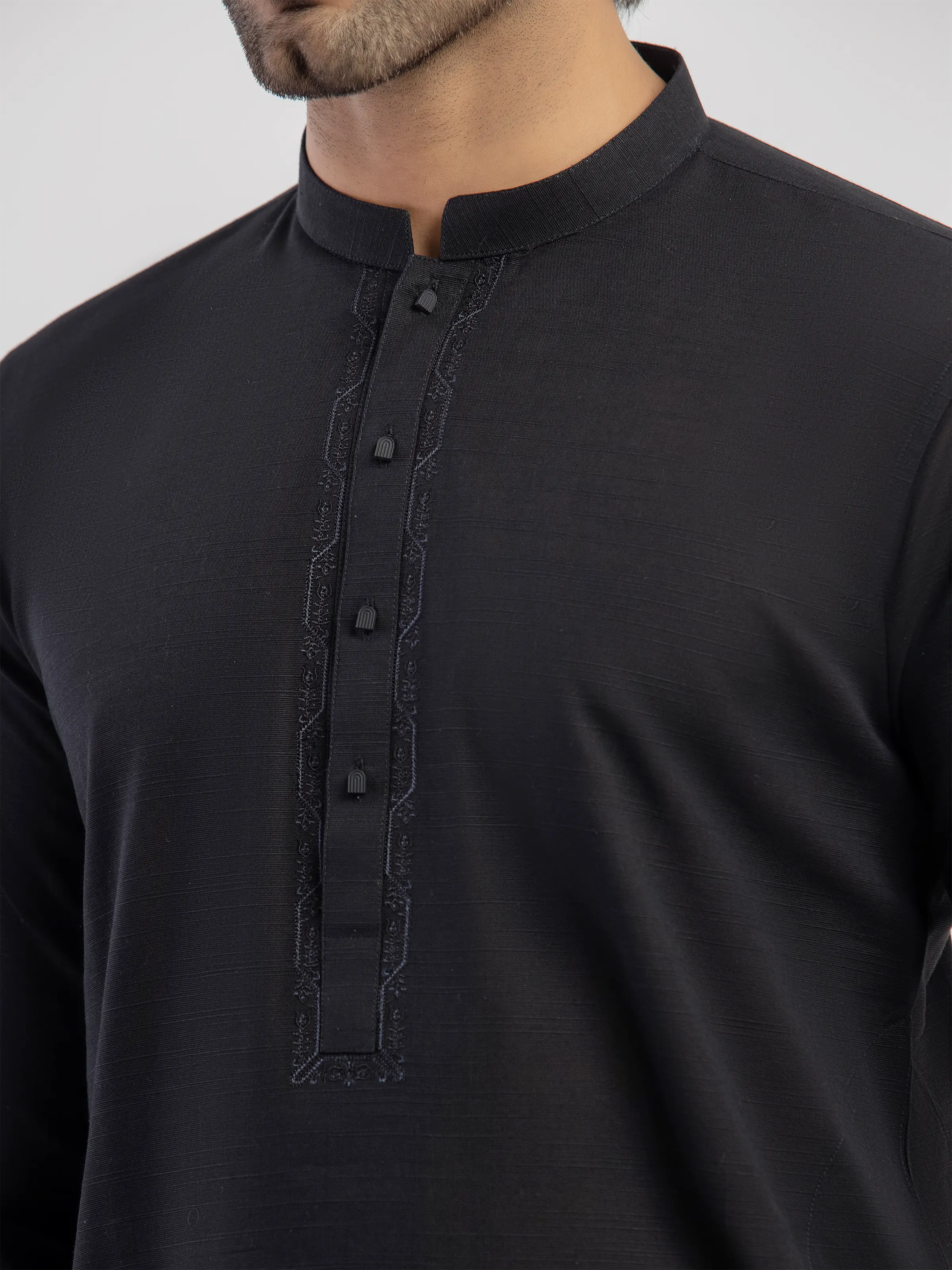 Men's Black Kurta Pajama - EMTKPT5-090 - Image 3