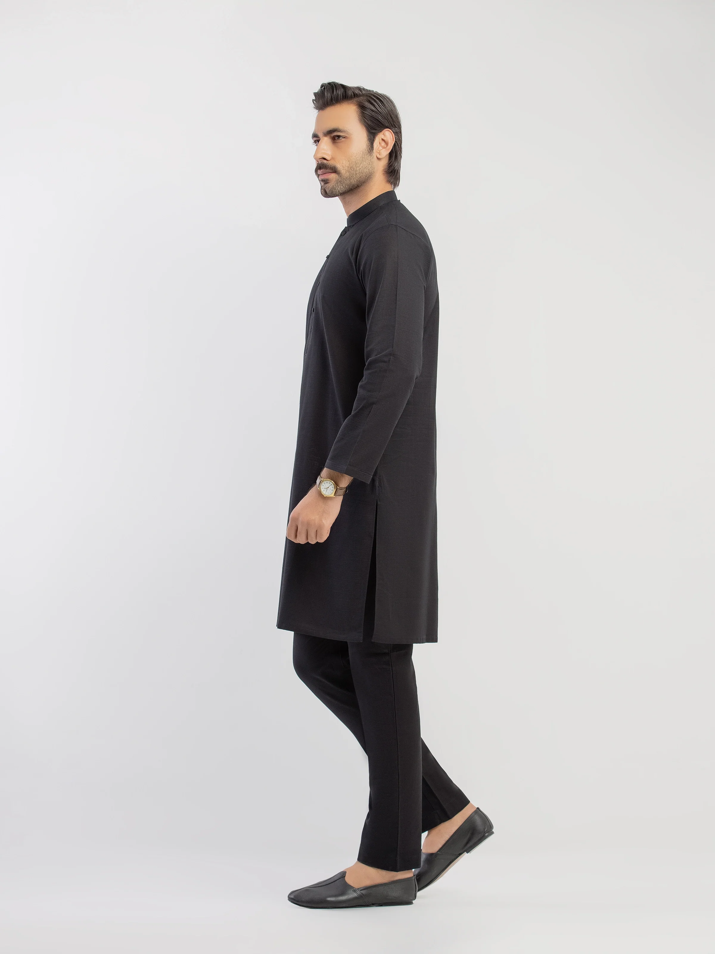Men's Black Kurta Pajama - EMTKPT5-090 - Image 4