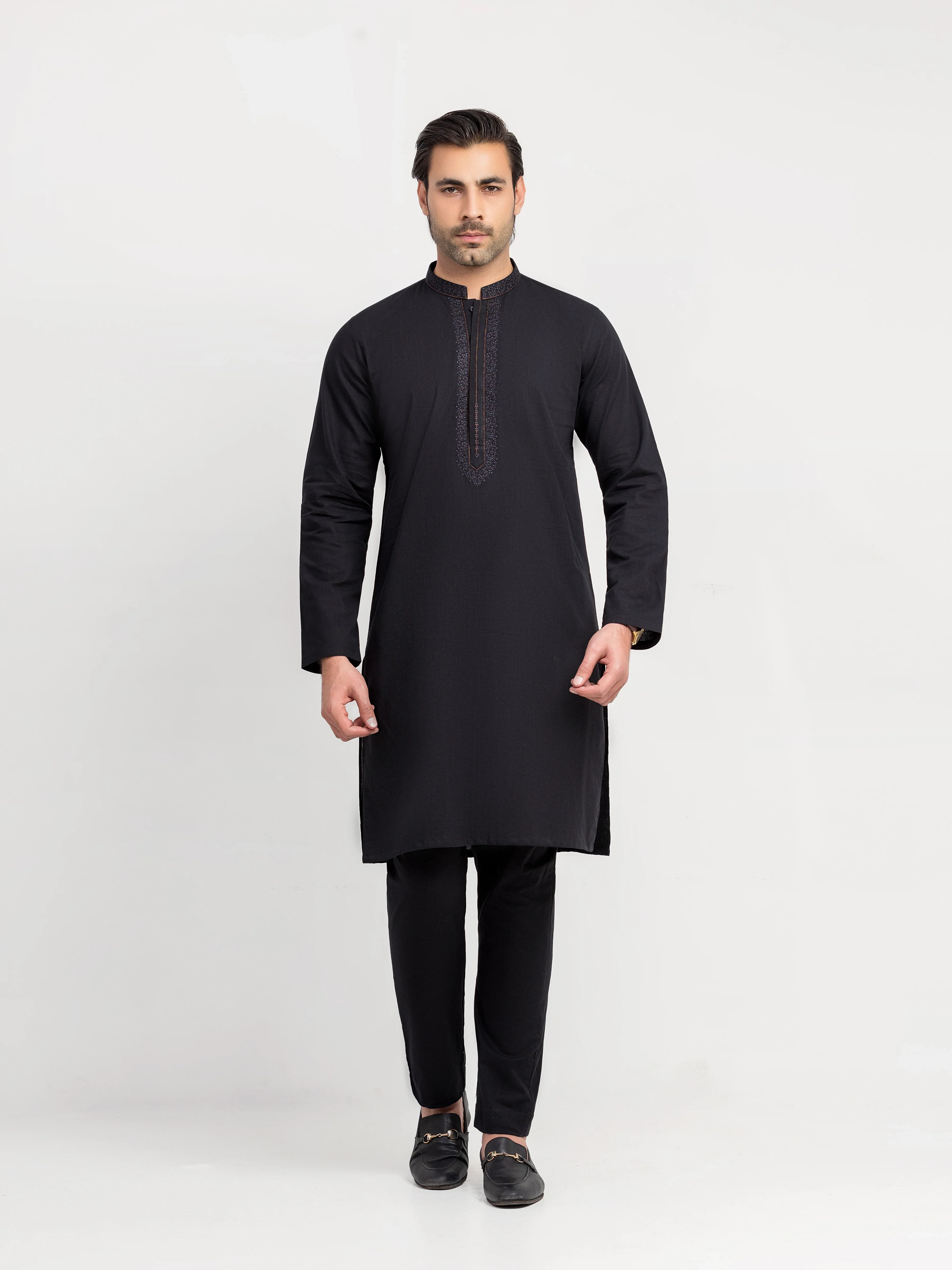 Men's Black Kurta Pajama - EMTKPT6-104