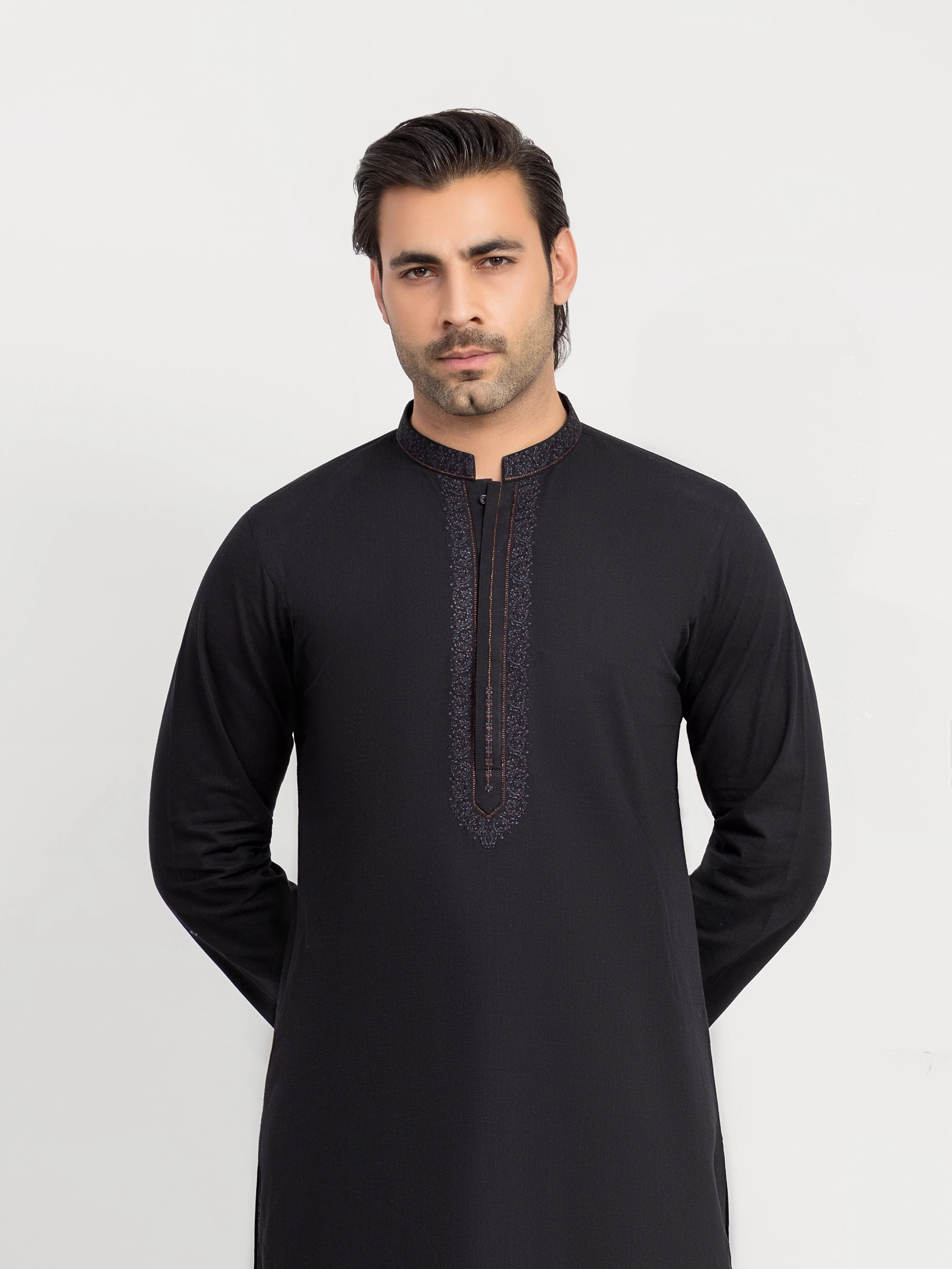 Men's Black Kurta Pajama - EMTKPT6-104 - Image 2