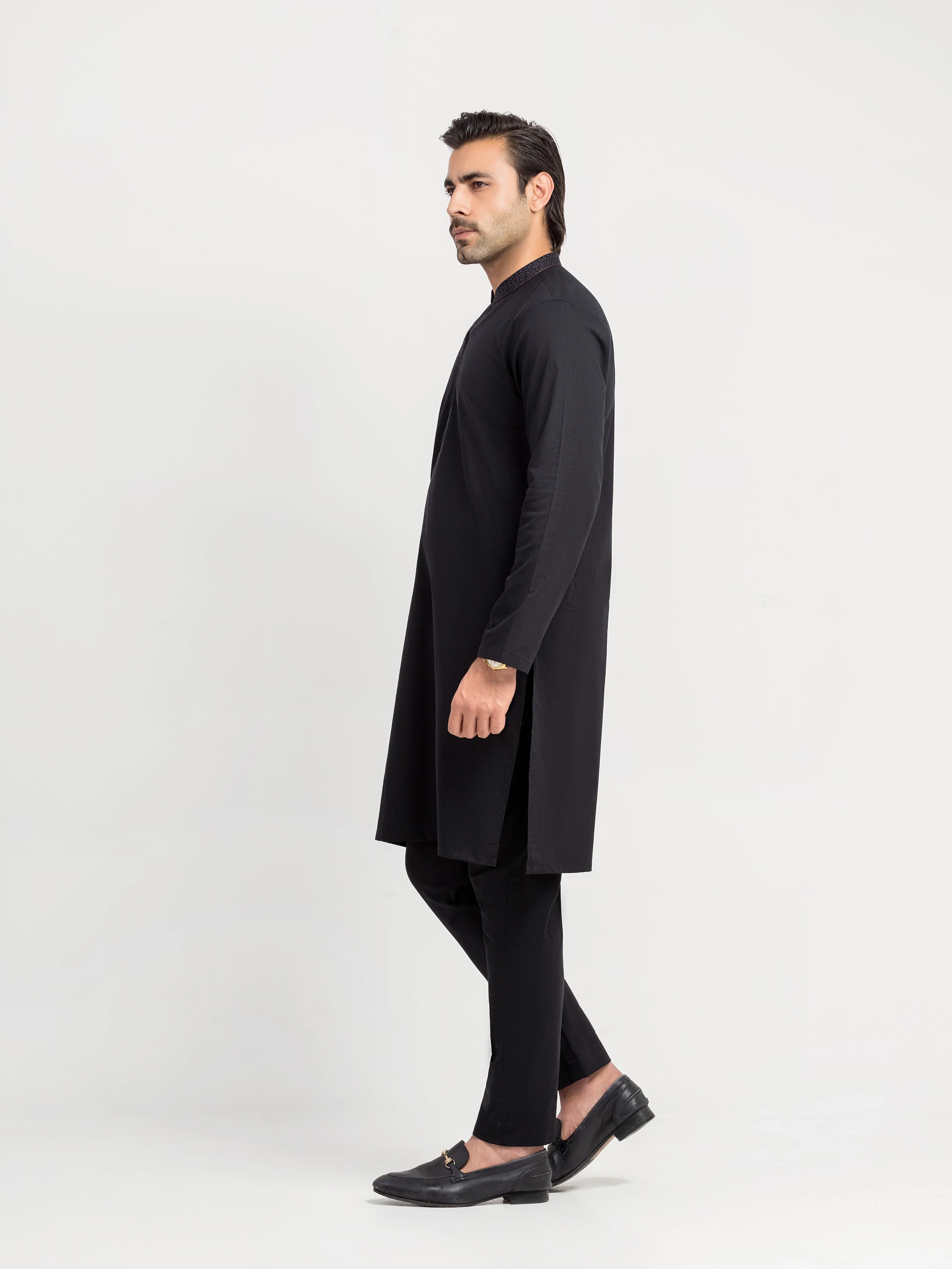 Men's Black Kurta Pajama - EMTKPT6-104 - Image 4