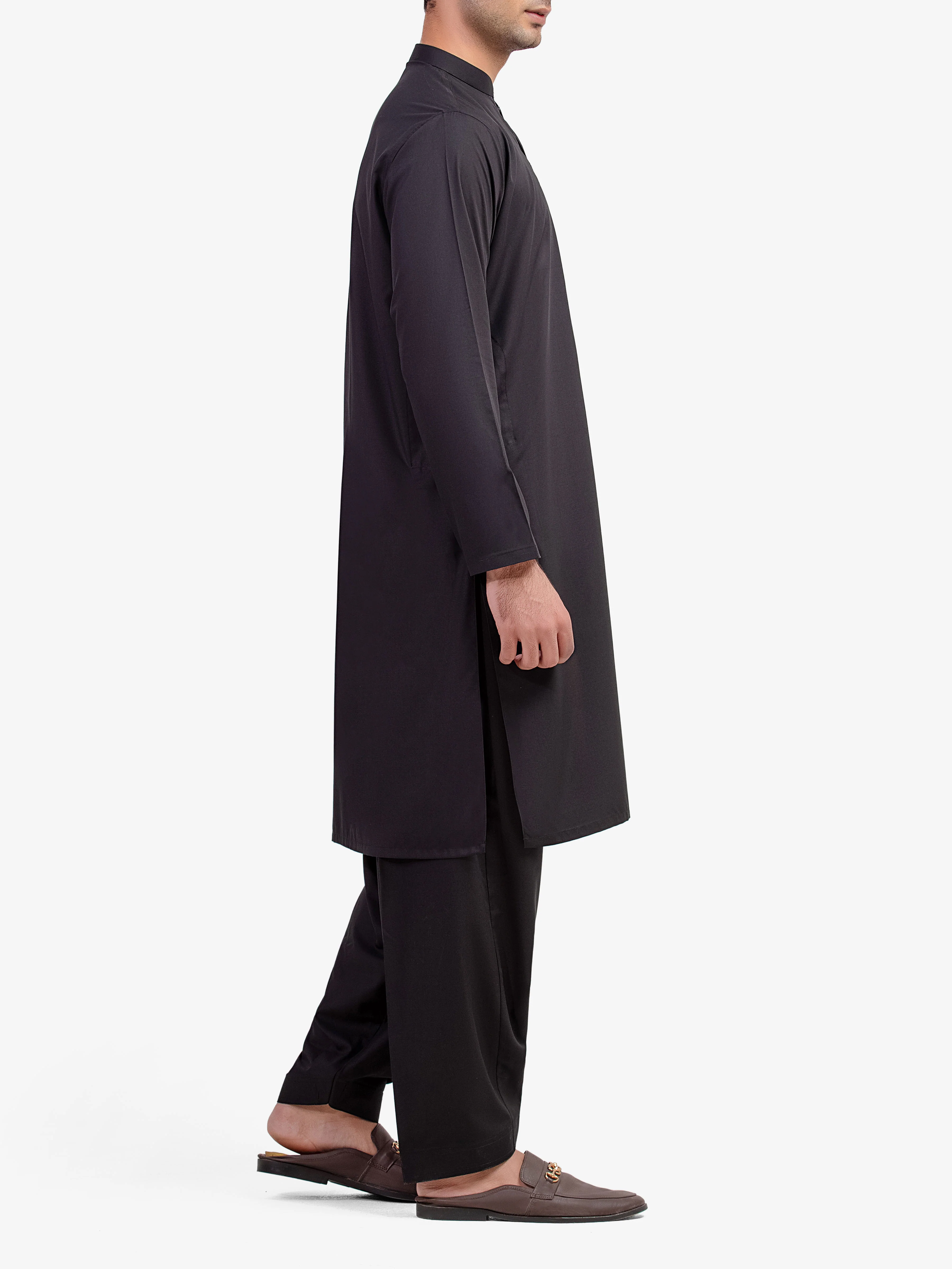 Men's Black Shalwar Kameez - EMTKS5-41171 - Image 3