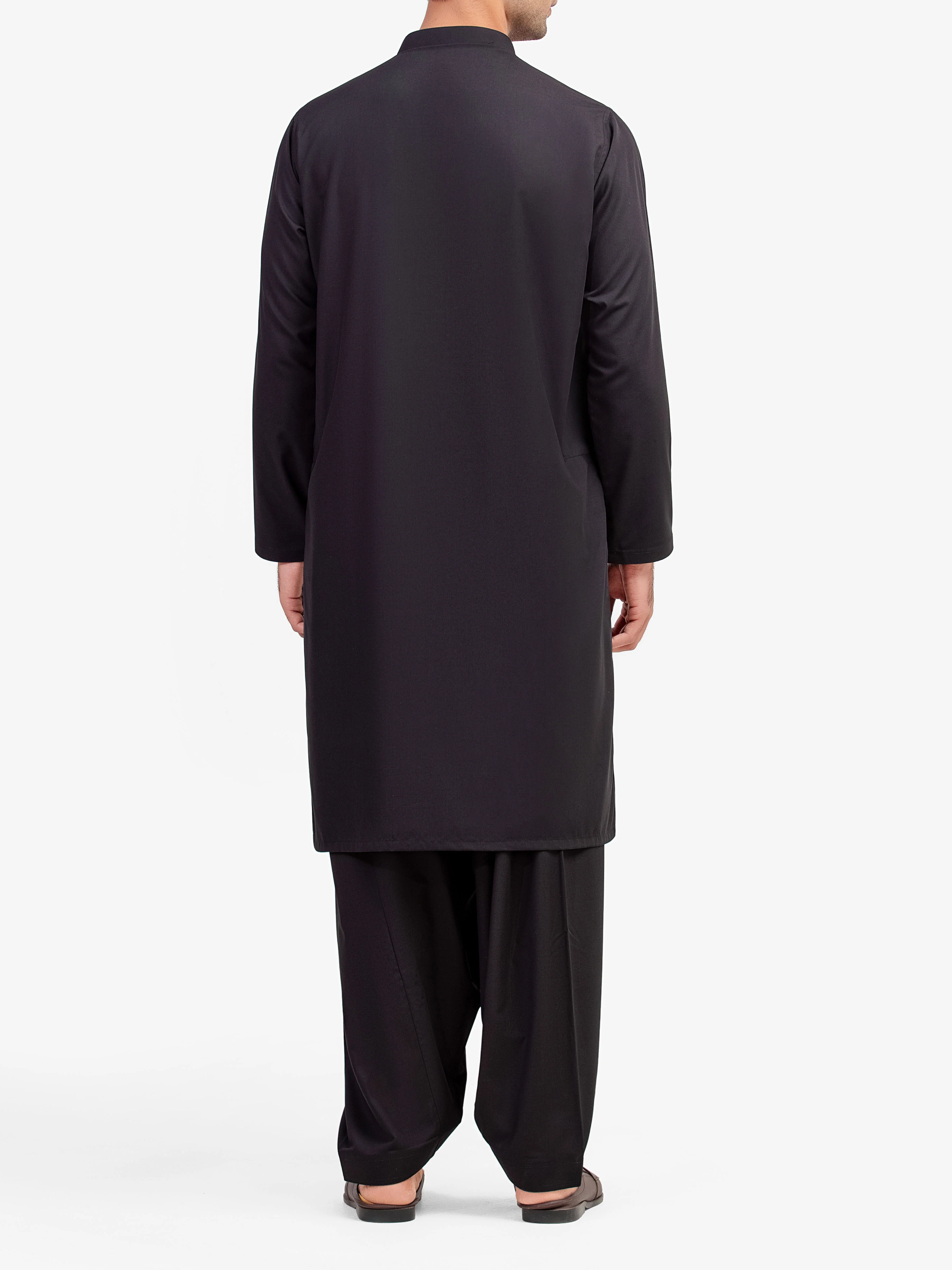 Men's Black Shalwar Kameez - EMTKS5-41171 - Image 4