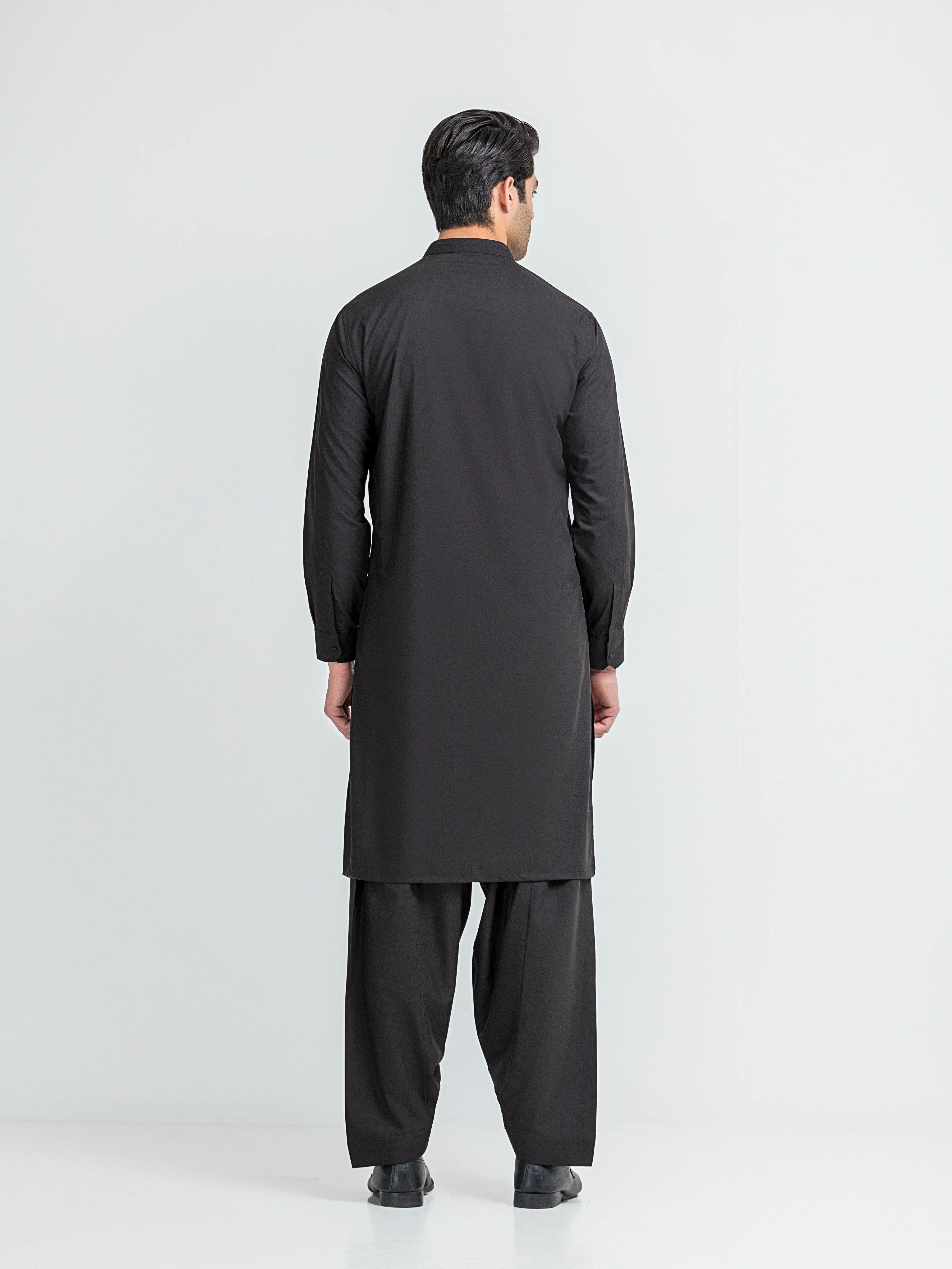 Men's Black Shalwar Kameez - EMTKS5-41189 - Image 2