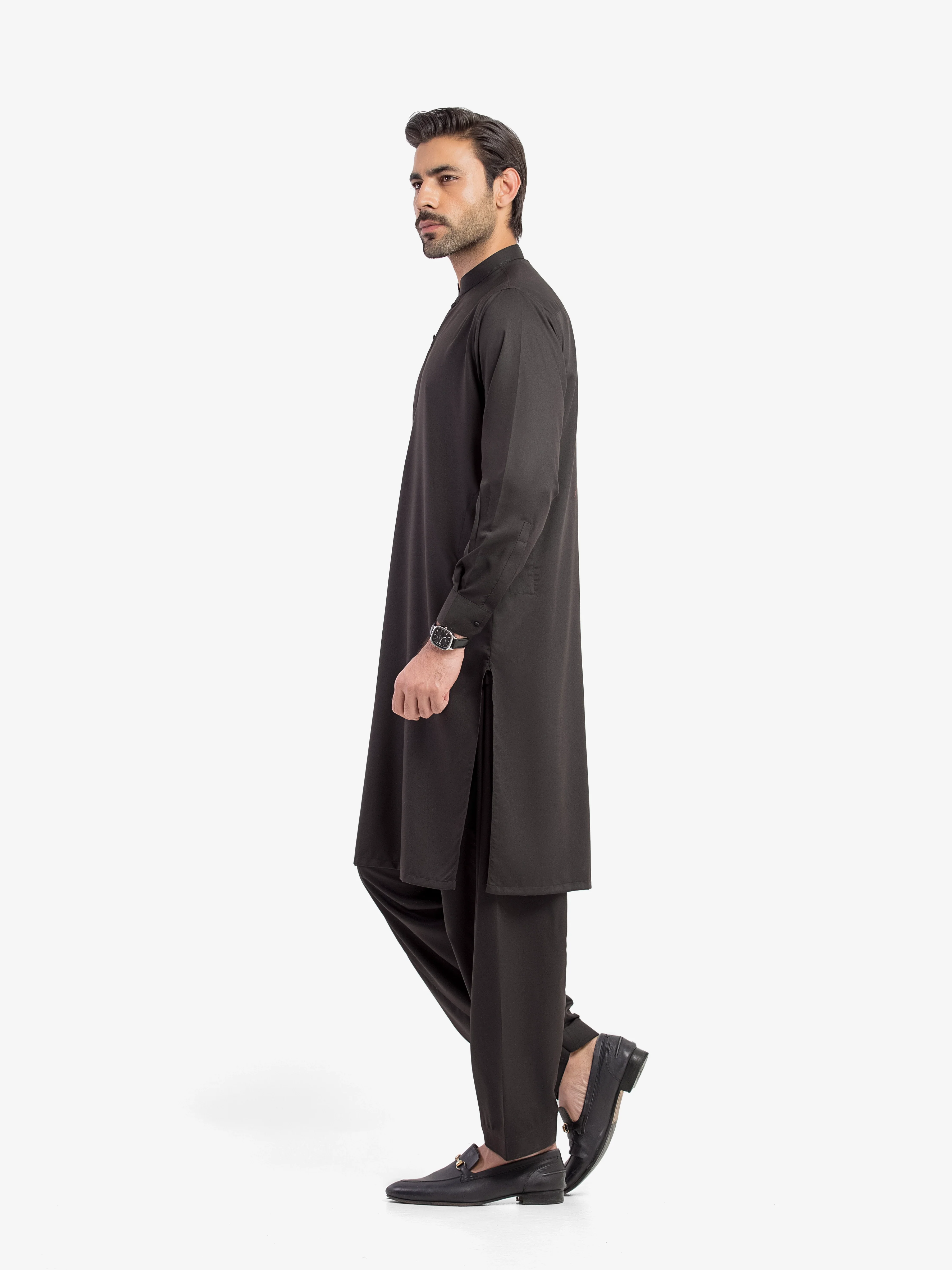 Men's Black Shalwar Kameez - EMTKS5-41201 - Image 4