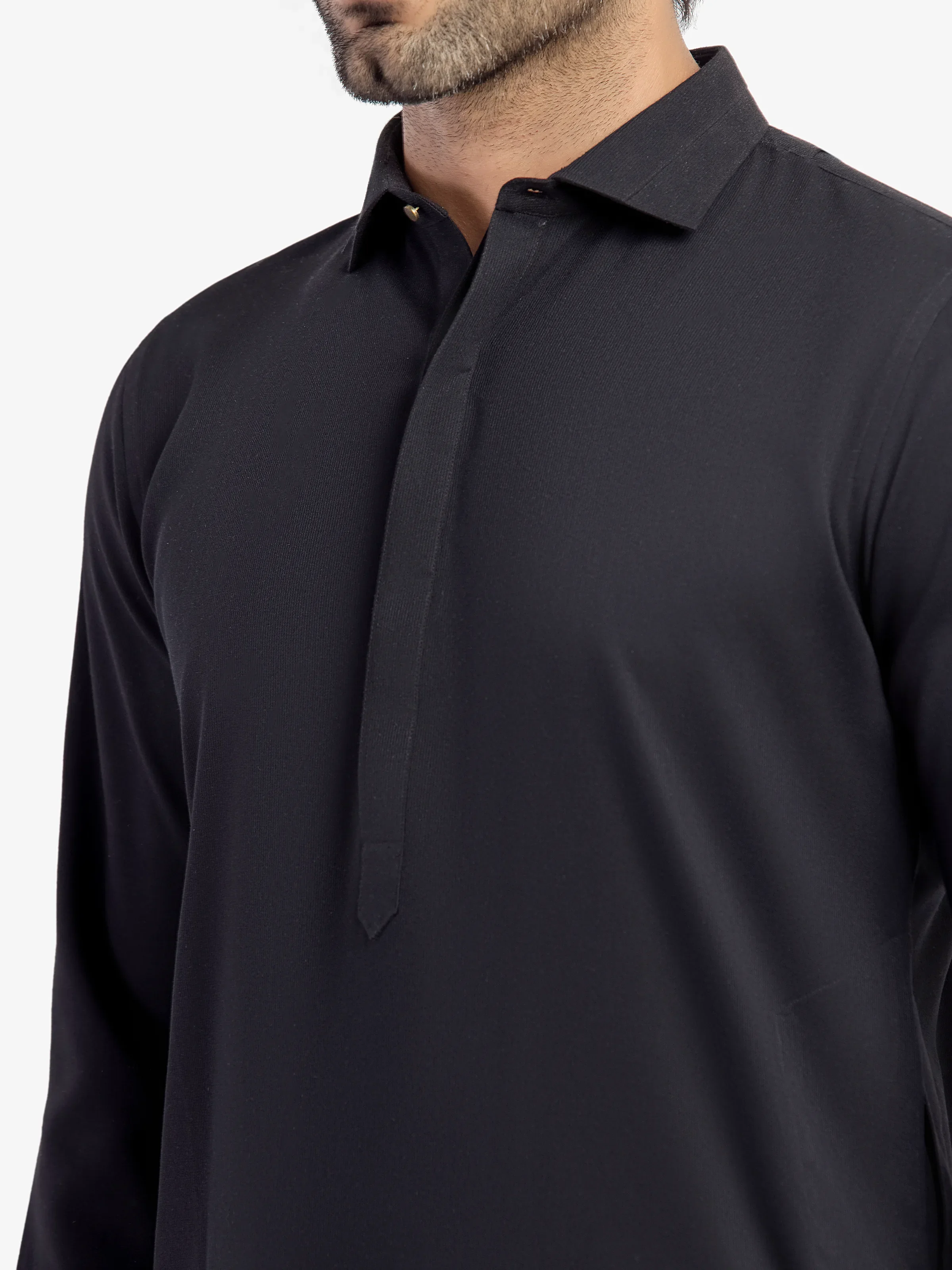 Men's Black Shalwar Kameez - EMTKS5-41208 - Image 3