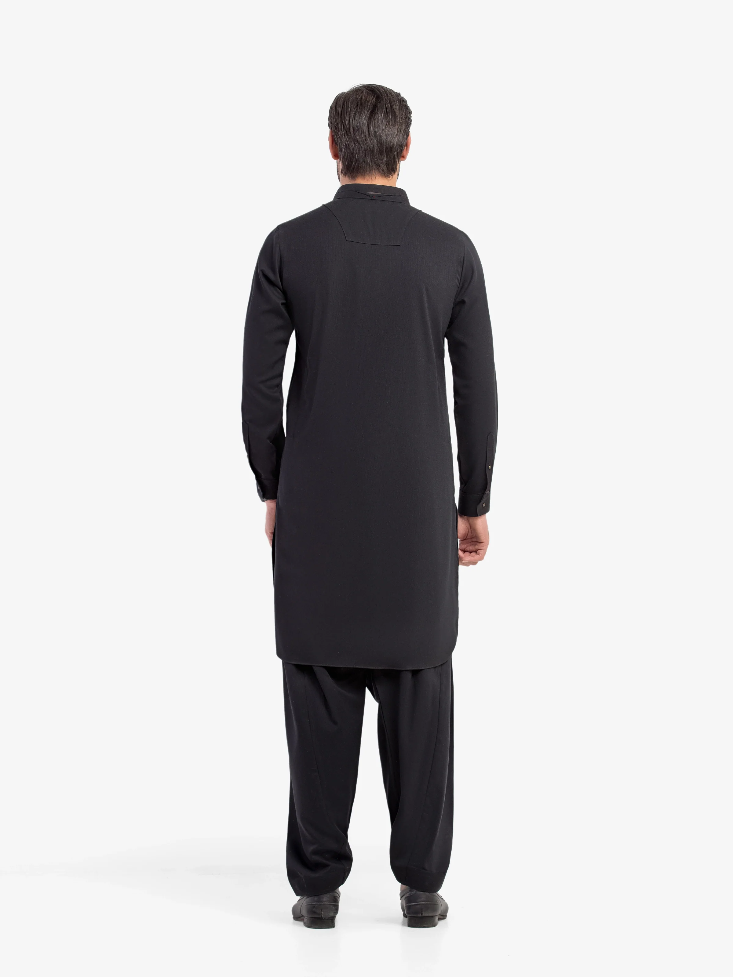 Men's Black Shalwar Kameez - EMTKS5-41208 - Image 6