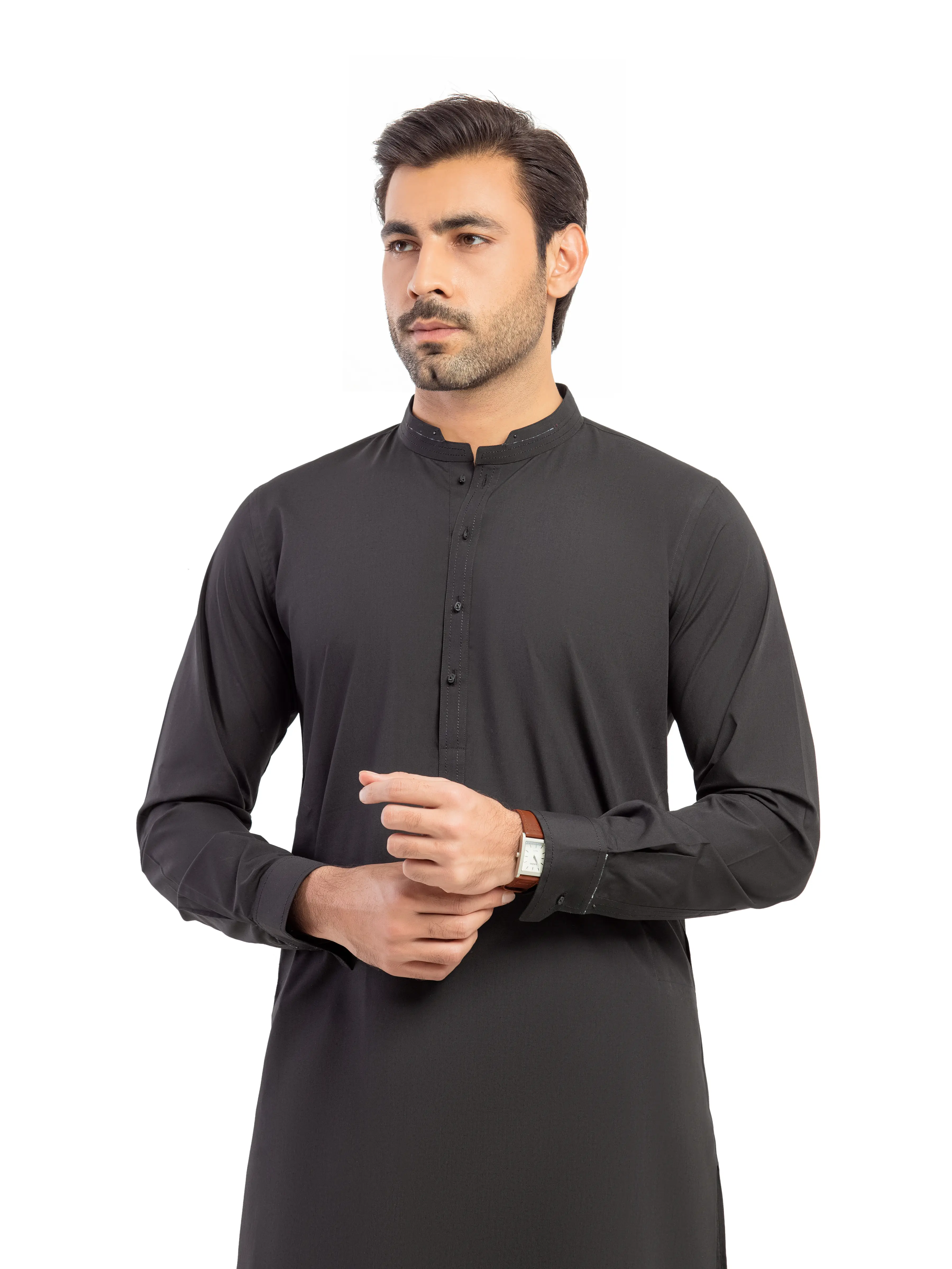 Men's Black Shalwar Kameez - EMTKS5-41213 - Image 2