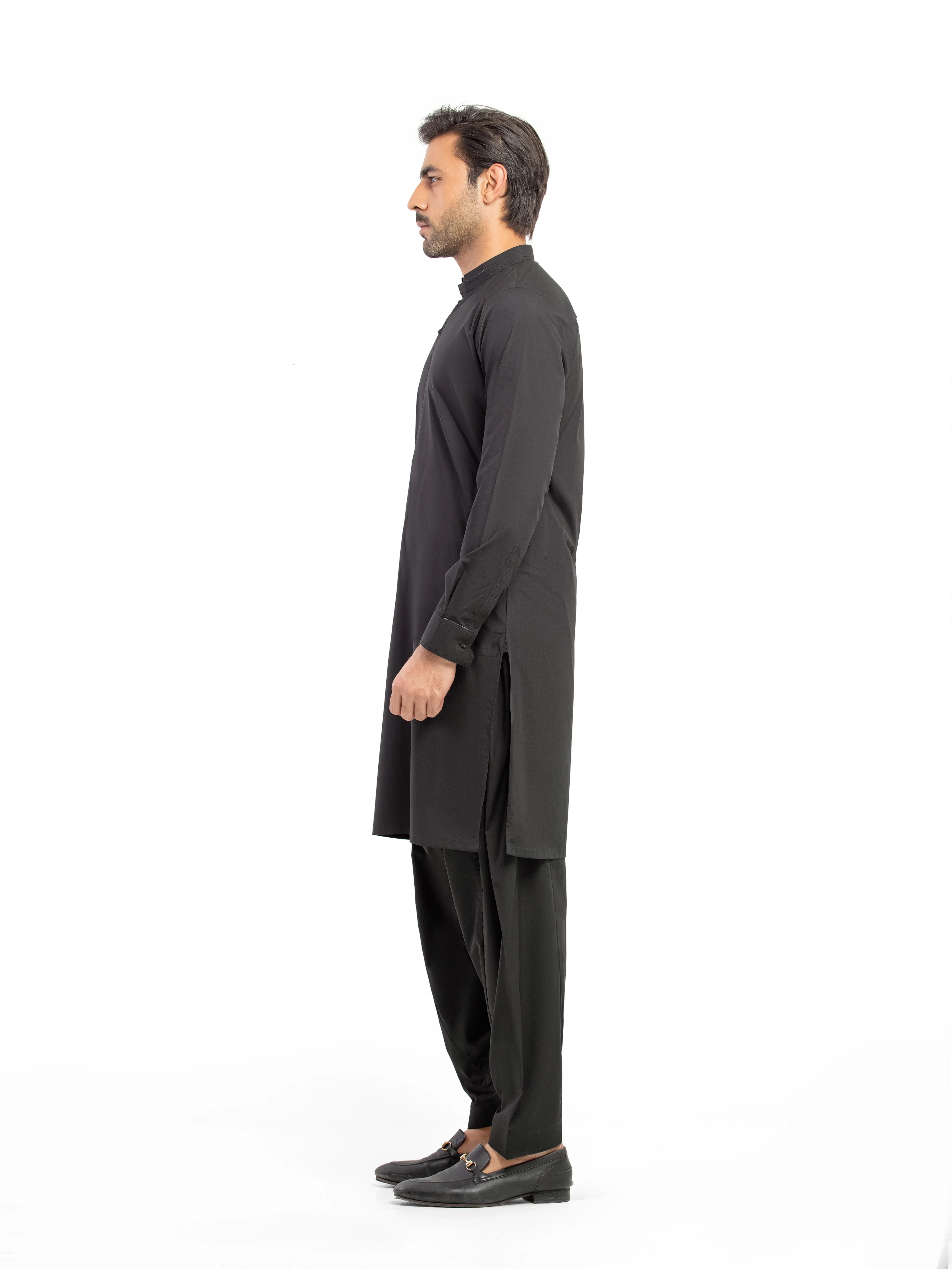 Men's Black Shalwar Kameez - EMTKS5-41213 - Image 4
