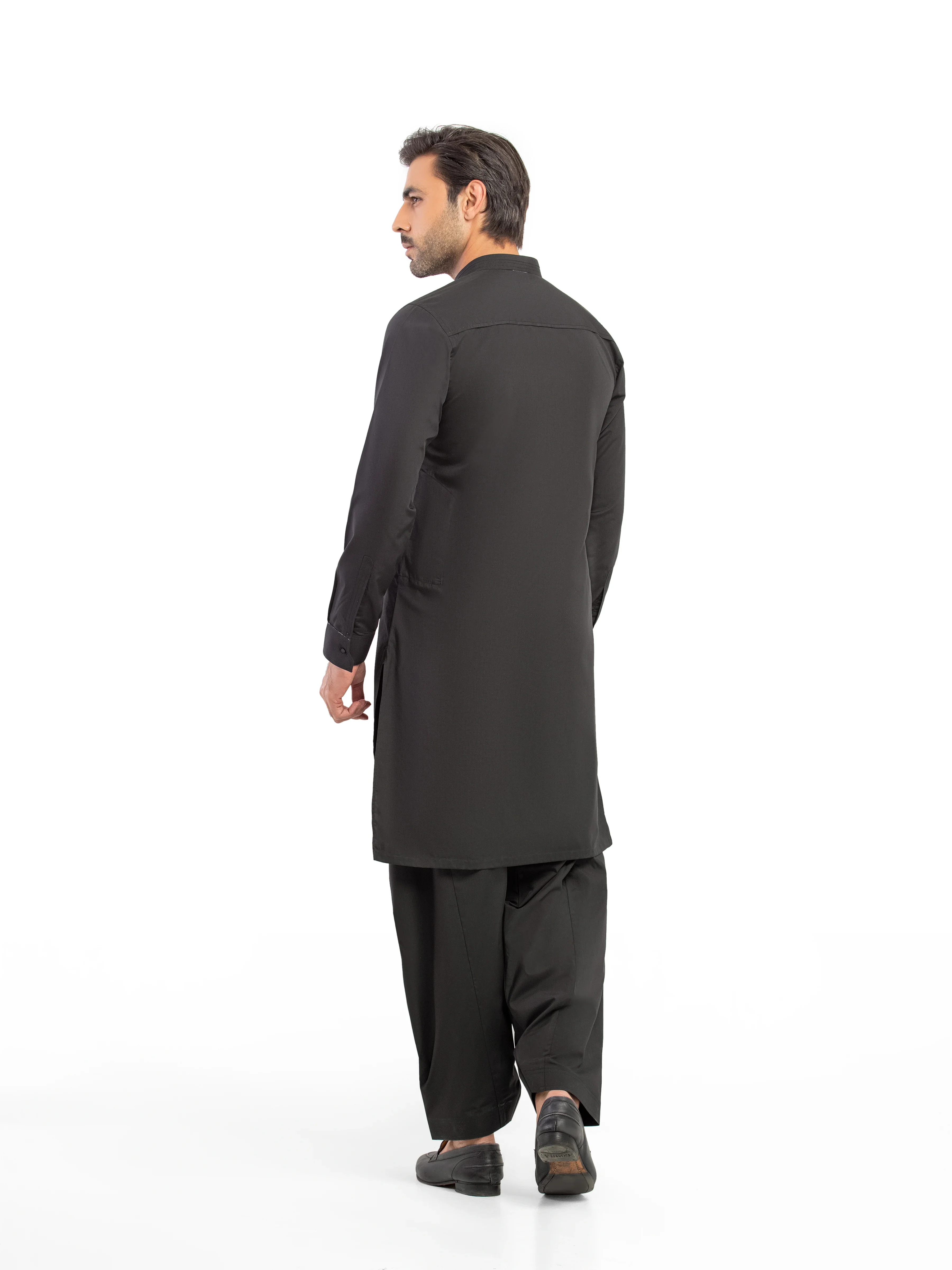 Men's Black Shalwar Kameez - EMTKS5-41213 - Image 5
