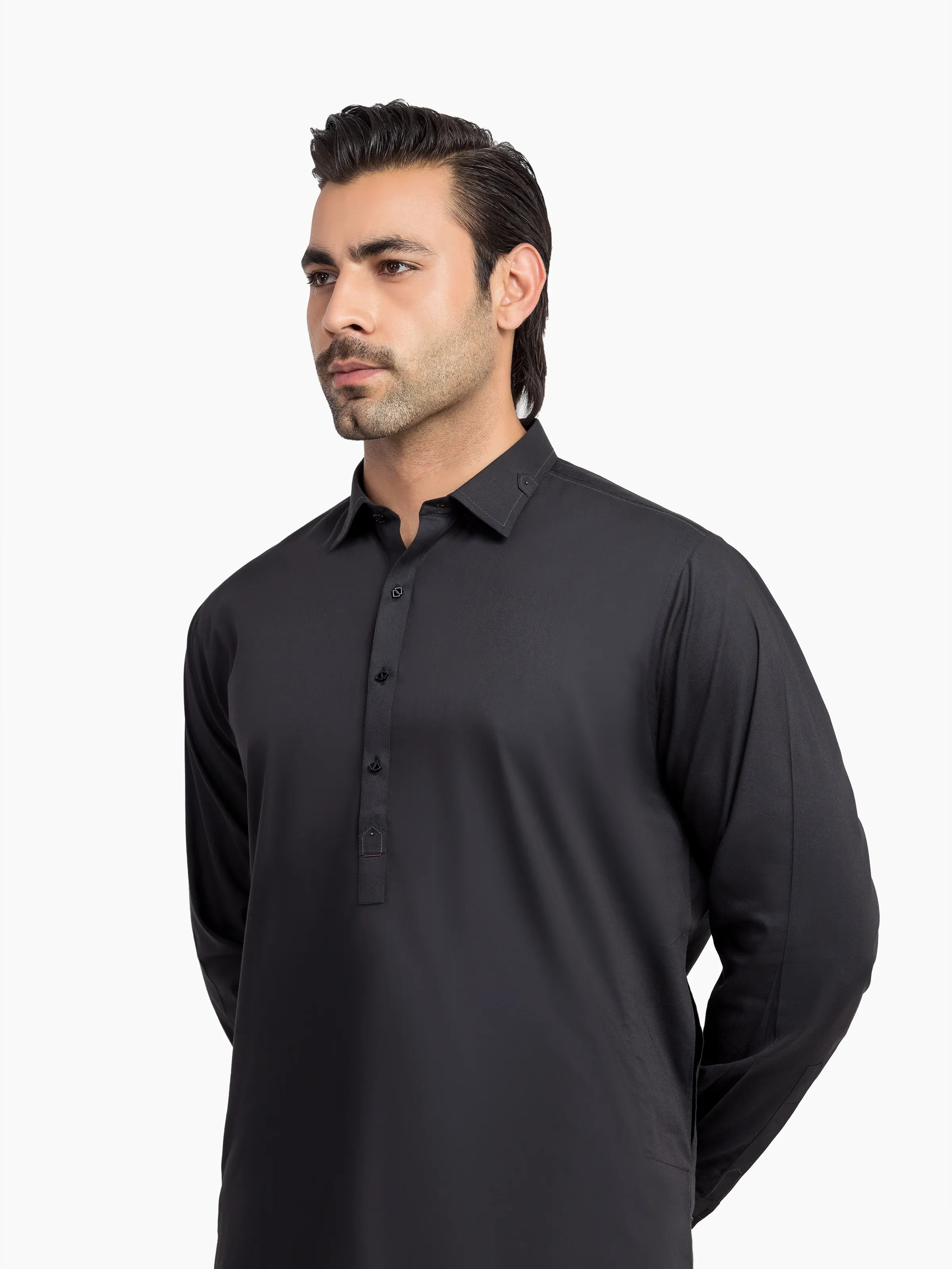 Men's Black Shalwar Kameez - EMTKS6-41240 - Image 2