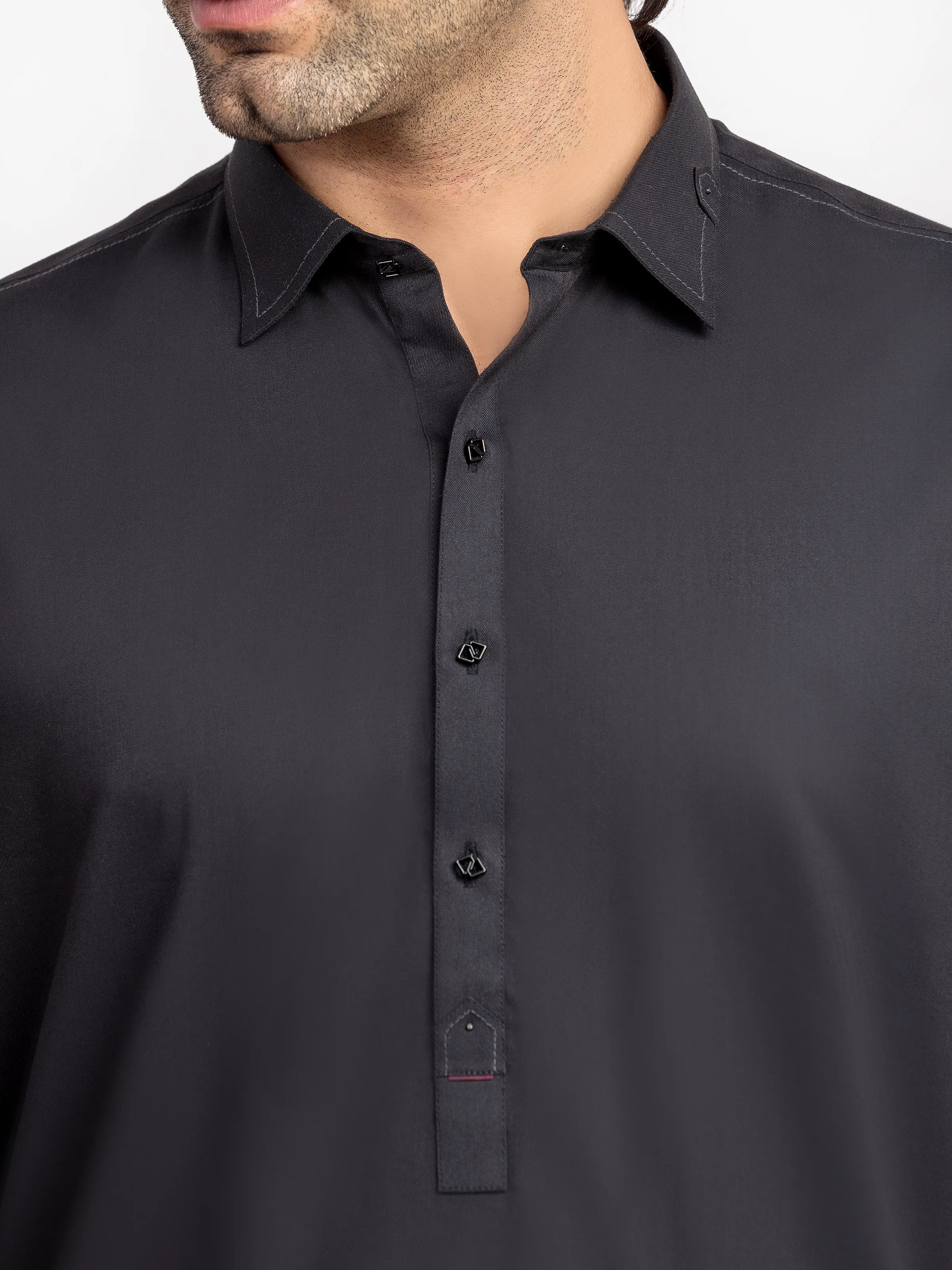 Men's Black Shalwar Kameez - EMTKS6-41240 - Image 3