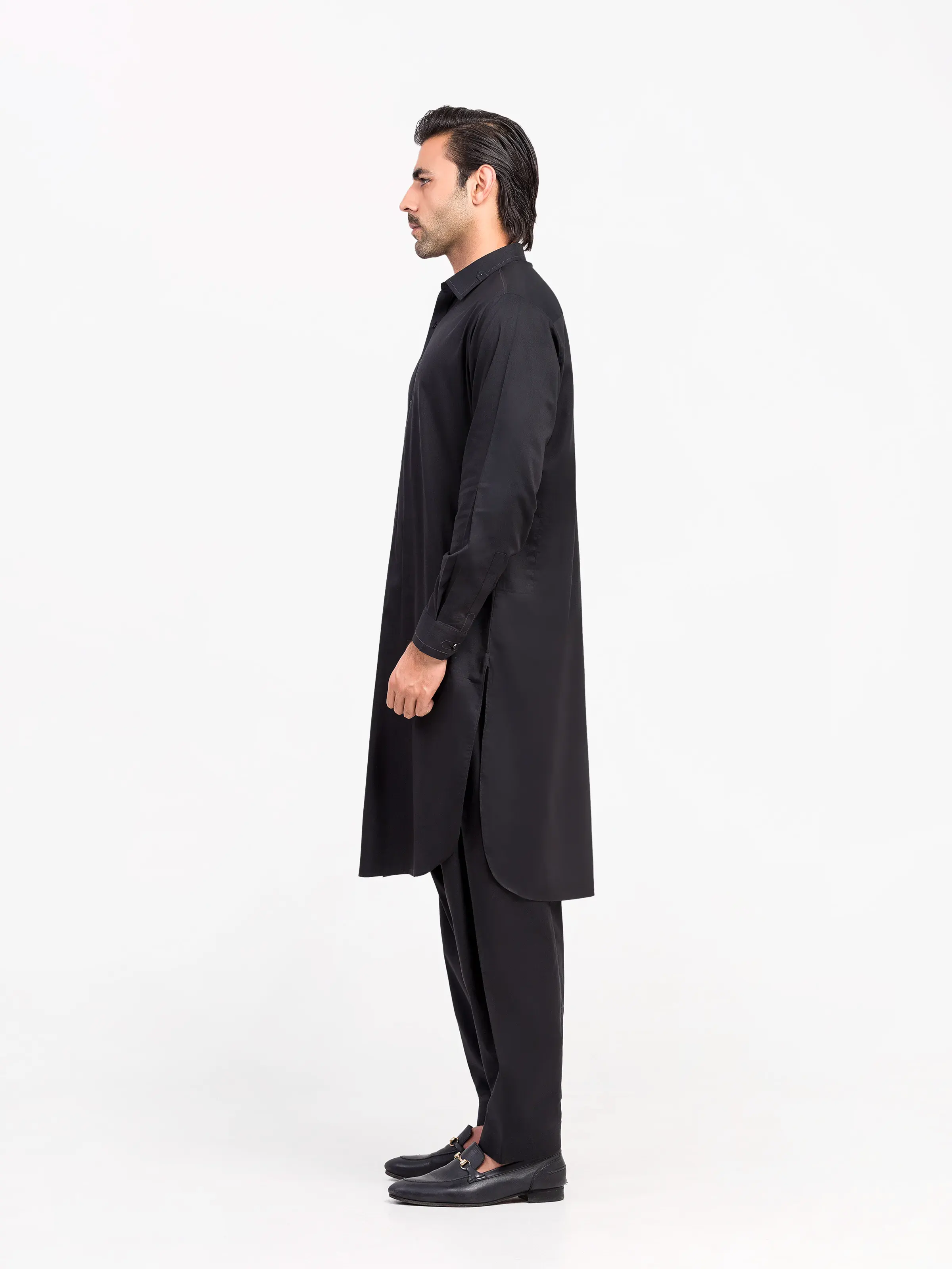 Men's Black Shalwar Kameez - EMTKS6-41240 - Image 5
