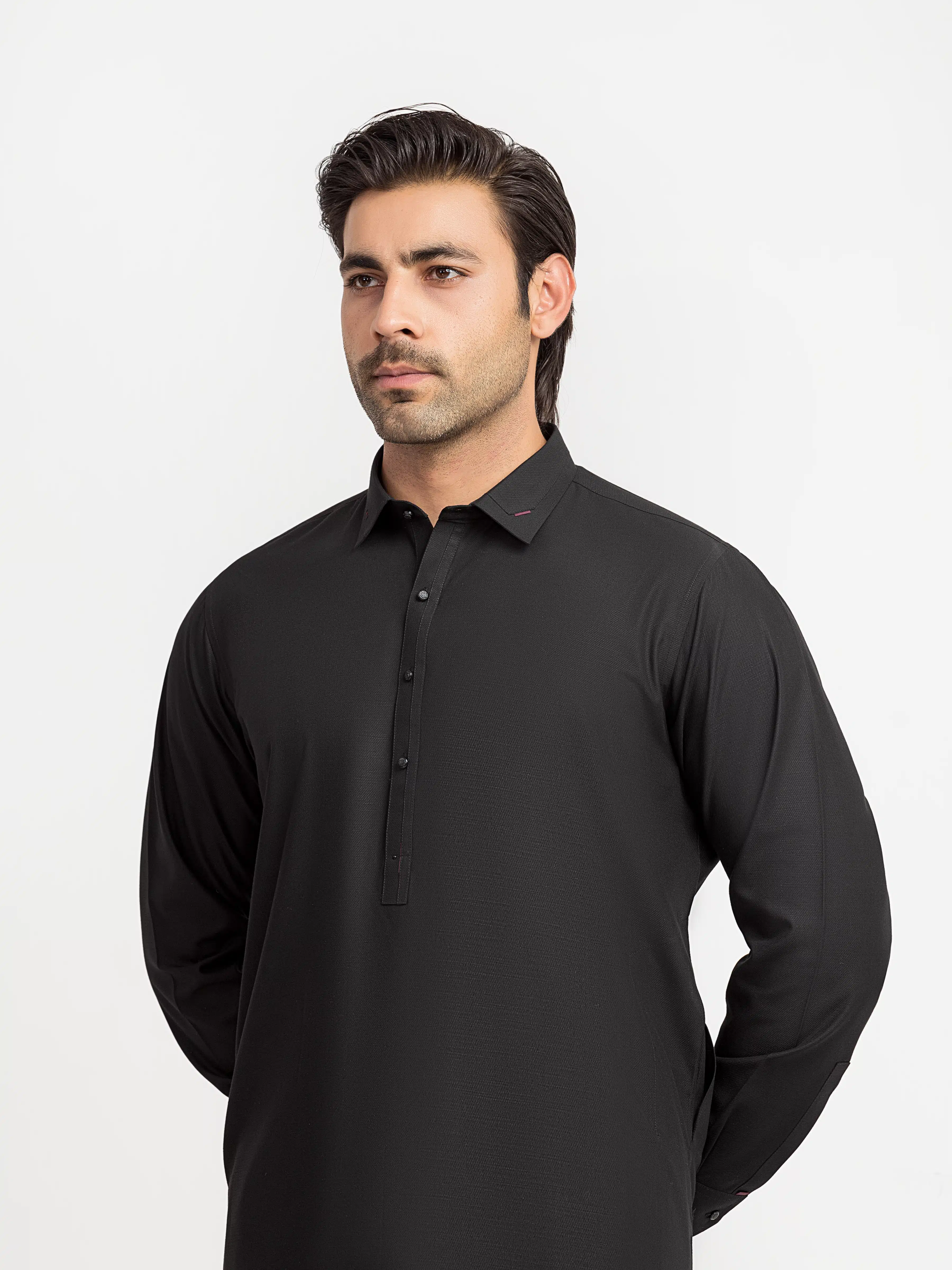 Men's Black Shalwar Kameez - EMTKS6-41247 - Image 2