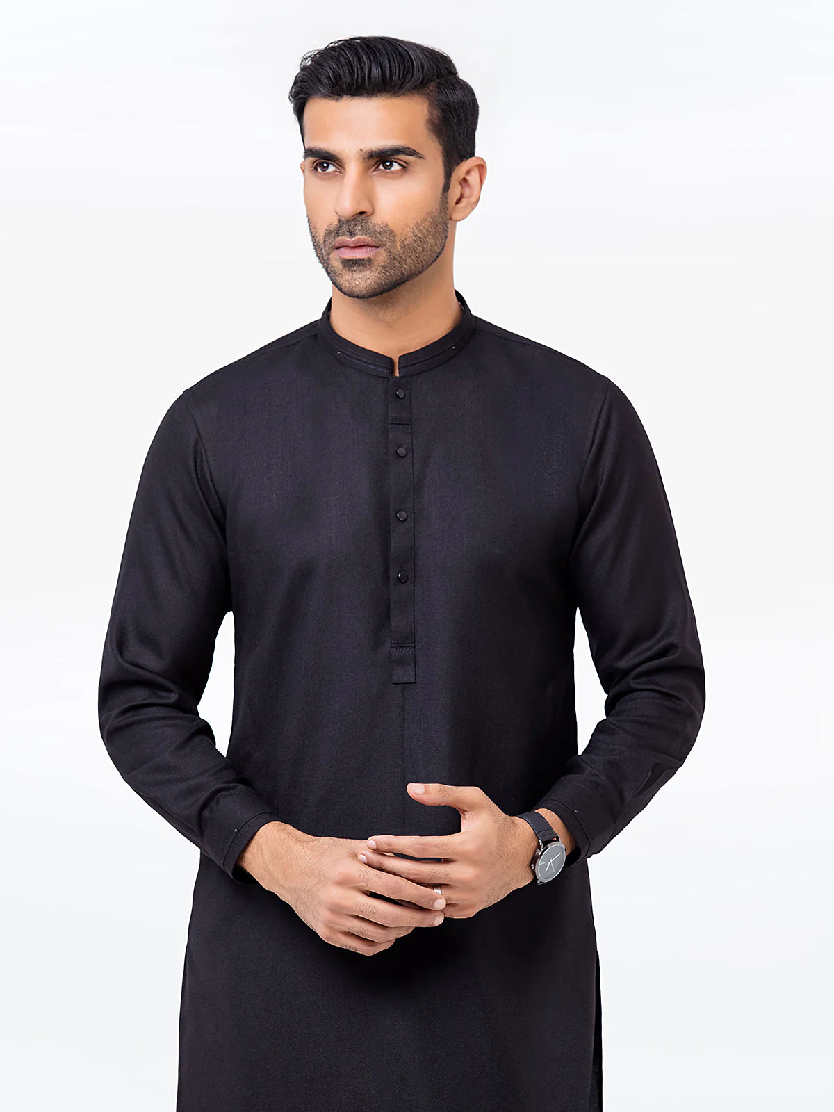 Men's Black Shalwar Kameez - EMTKST23-019 - Image 2