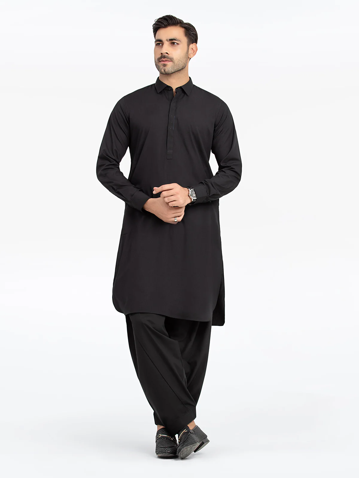 Men's Black Shalwar Kameez - EMTKST24-99469