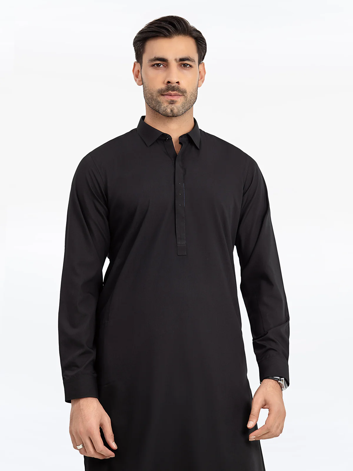 Men's Black Shalwar Kameez - EMTKST24-99469 - Image 2