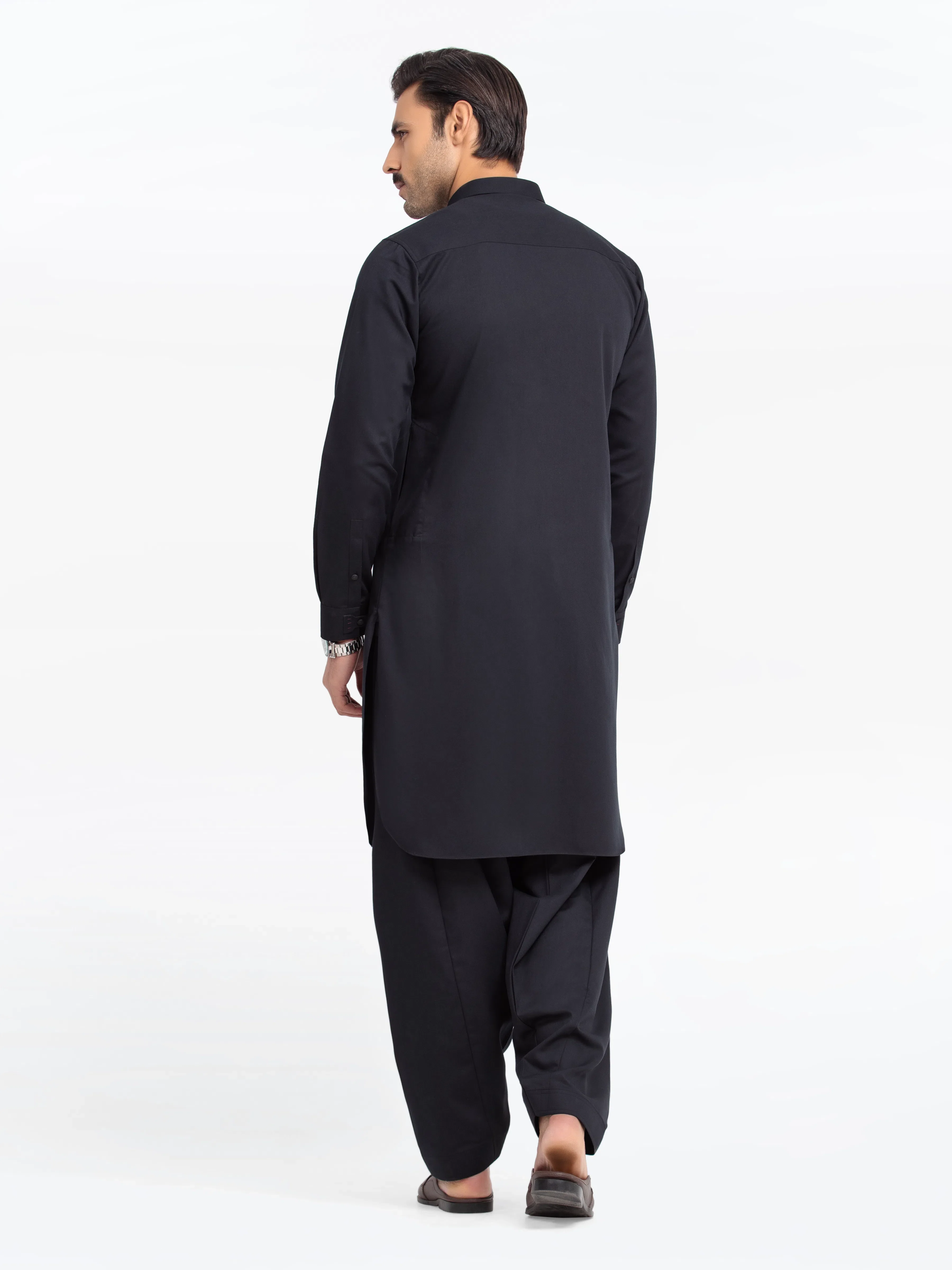 Men's Black Shalwar Kameez - EMTKST24-99478 - Image 6