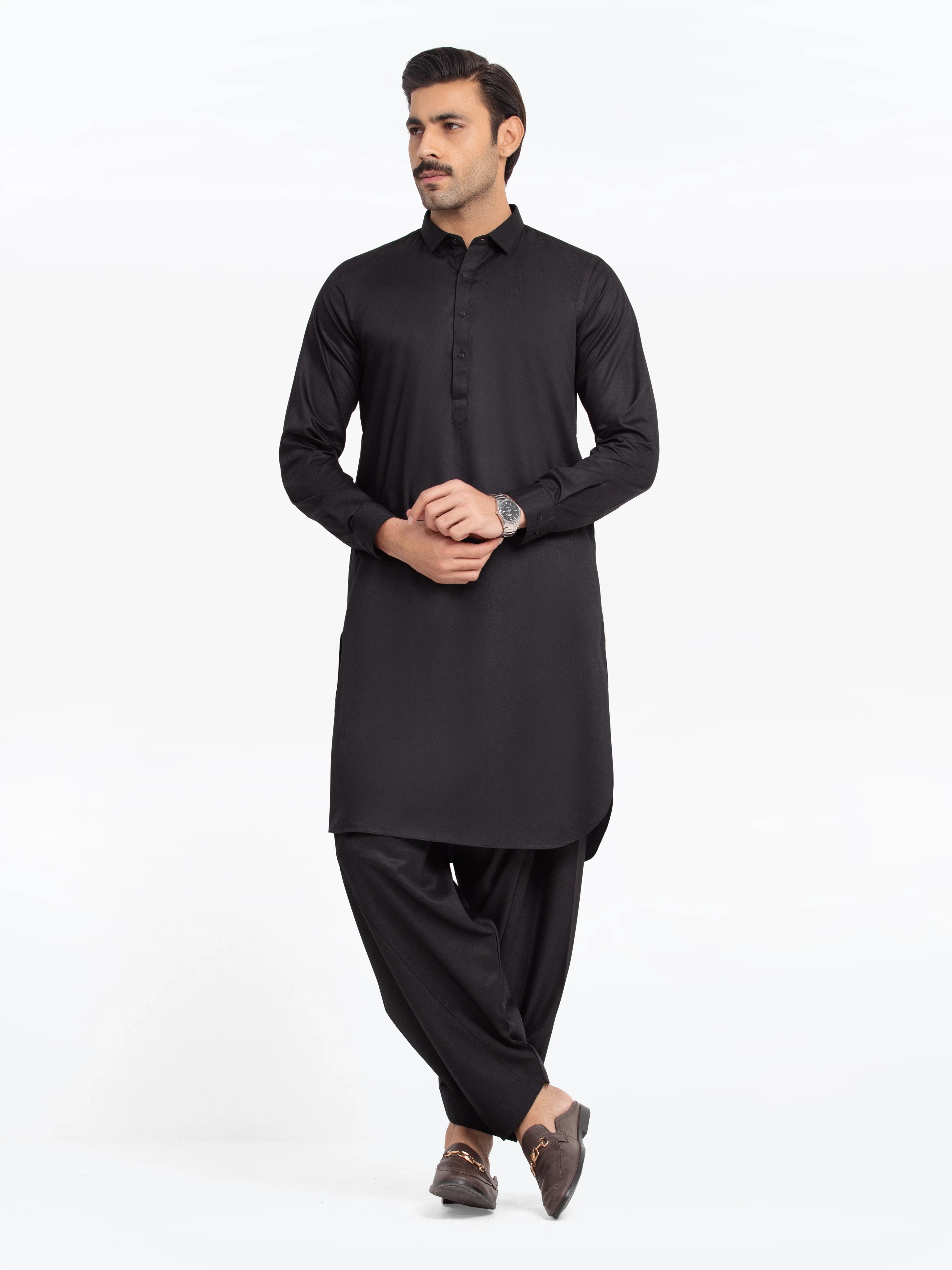 Men's Black Shalwar Kameez - EMTKST24-99479