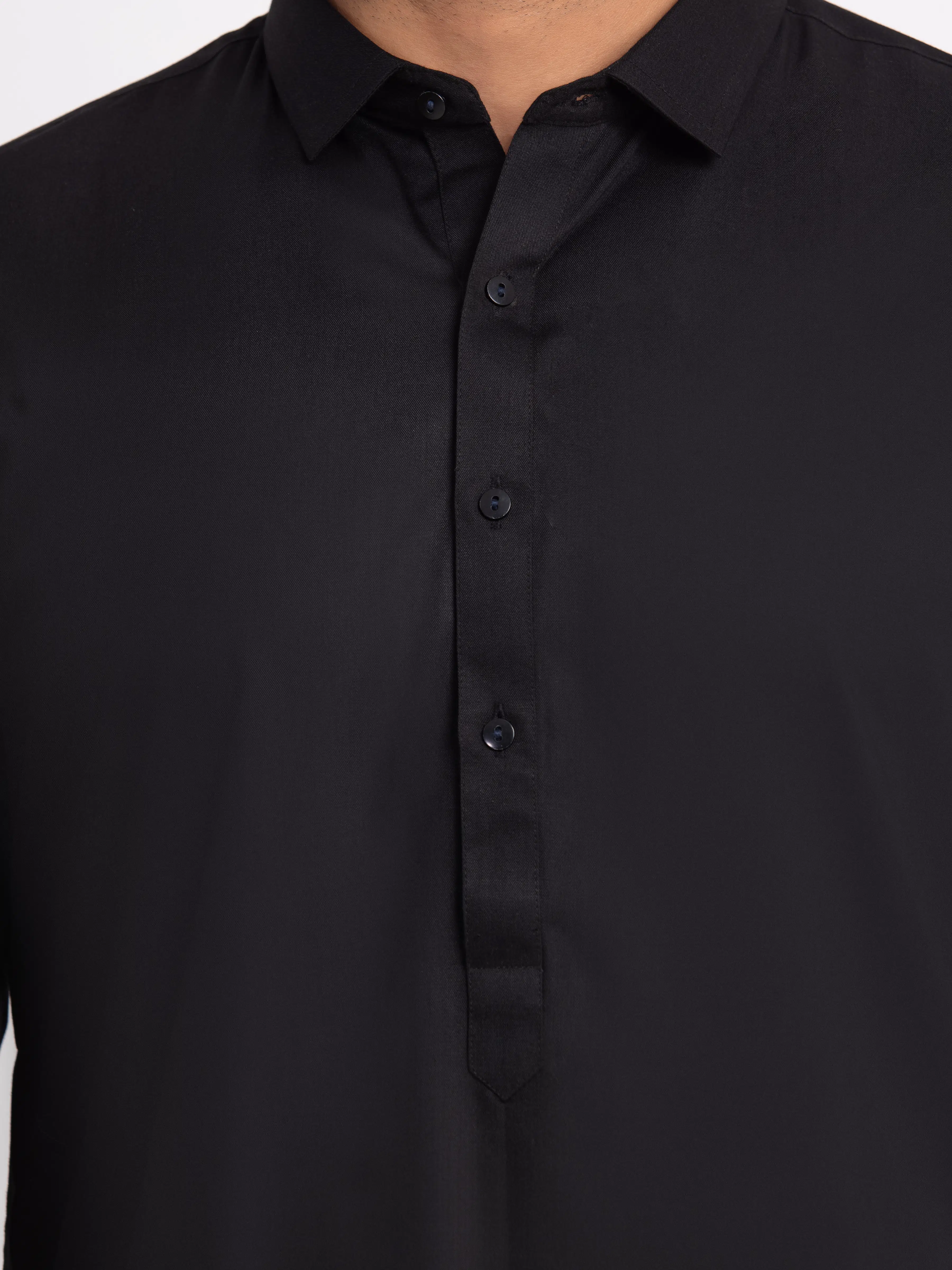 Men's Black Shalwar Kameez - EMTKST24-99479 - Image 3