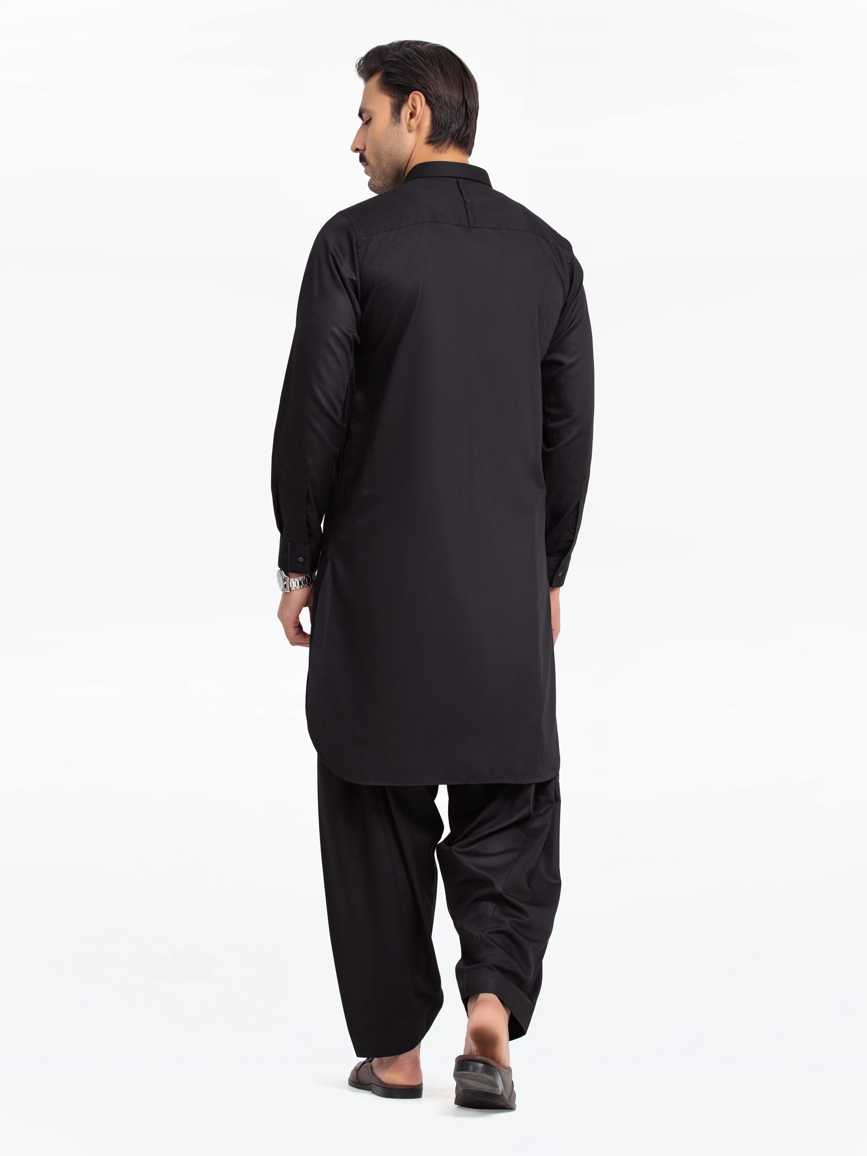 Men's Black Shalwar Kameez - EMTKST24-99479 - Image 6