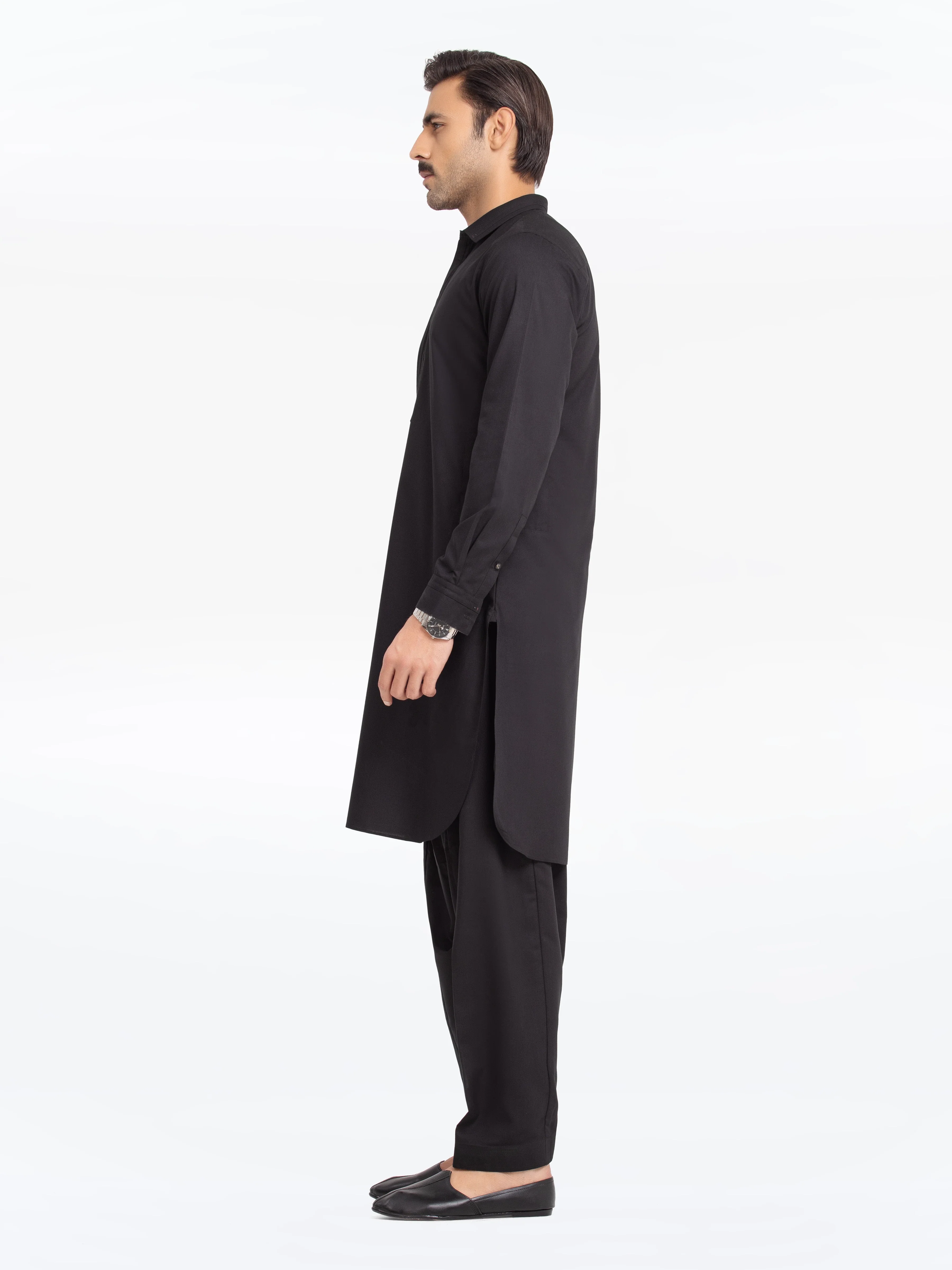Men's Black Shalwar Kameez - EMTKST24-99484 - Image 5