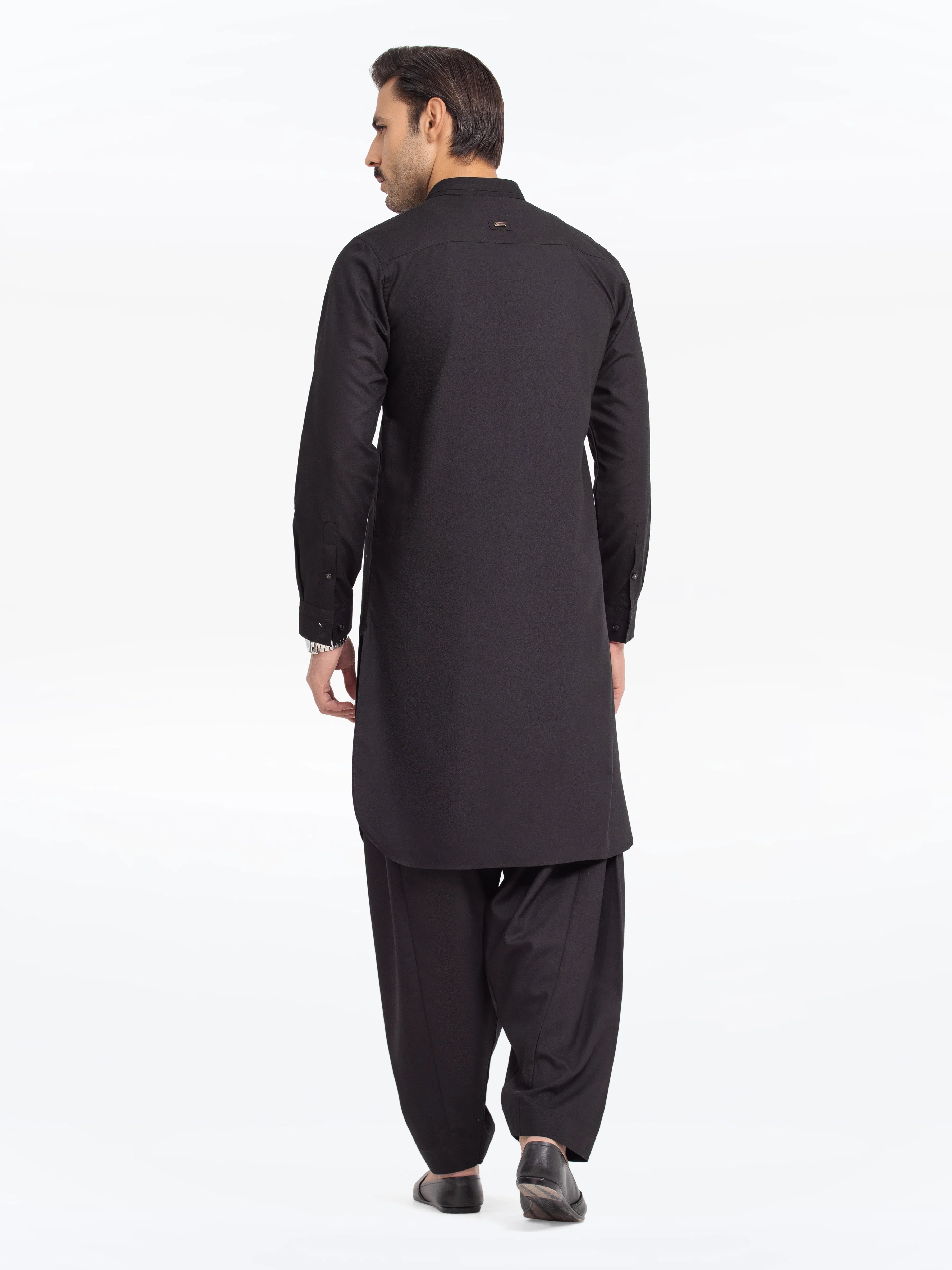 Men's Black Shalwar Kameez - EMTKST24-99484 - Image 6