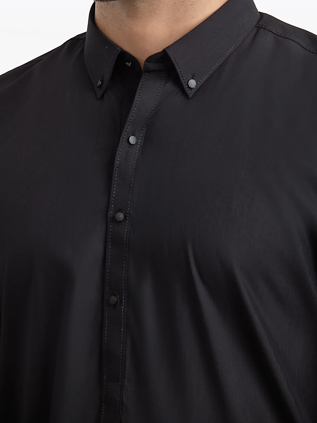Men's Black Shalwar Kameez - EMTKST24S-99472 - Image 3