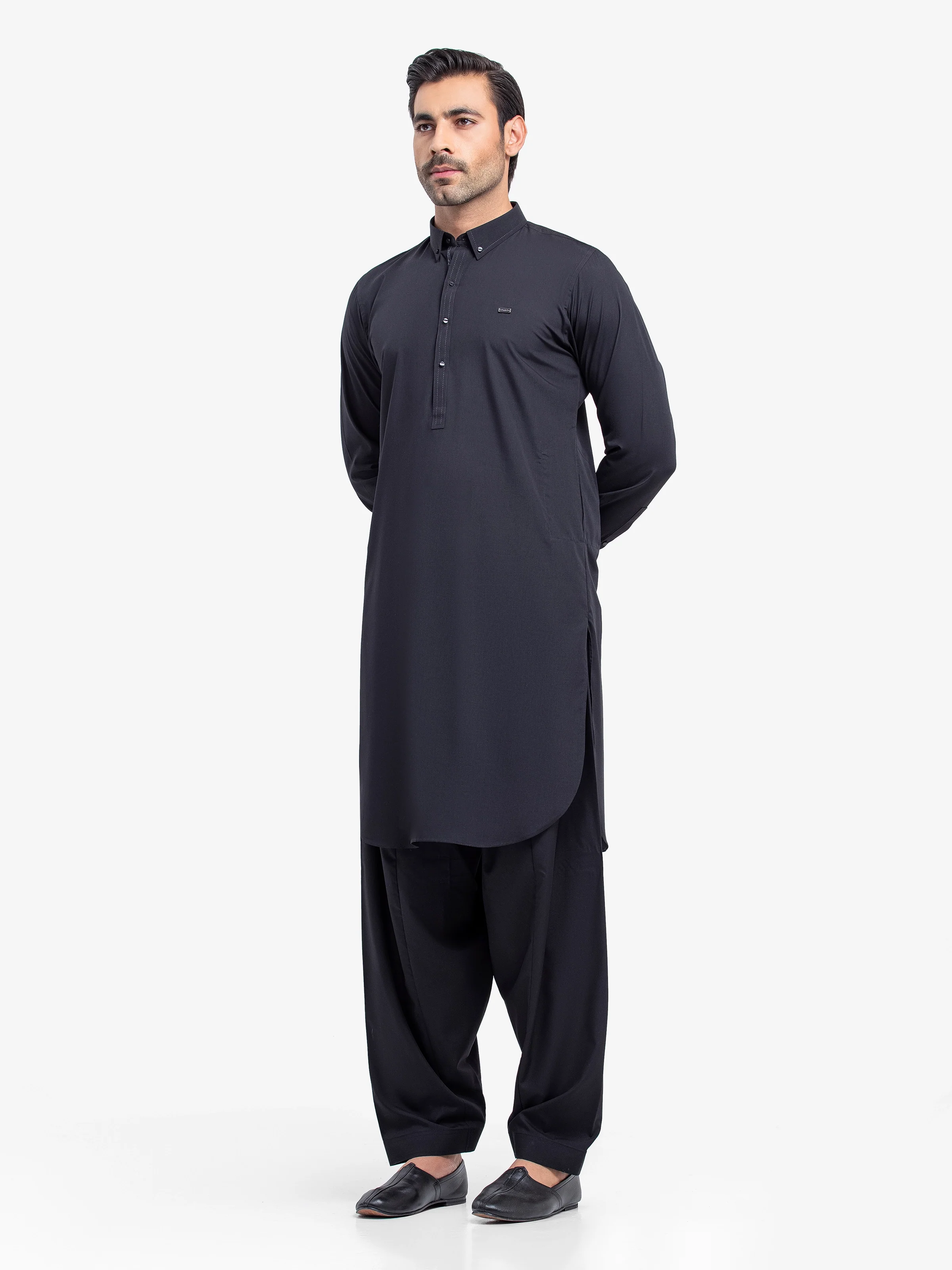 Men's Black Shalwar Kameez - EMTKST5-99515 - Image 4