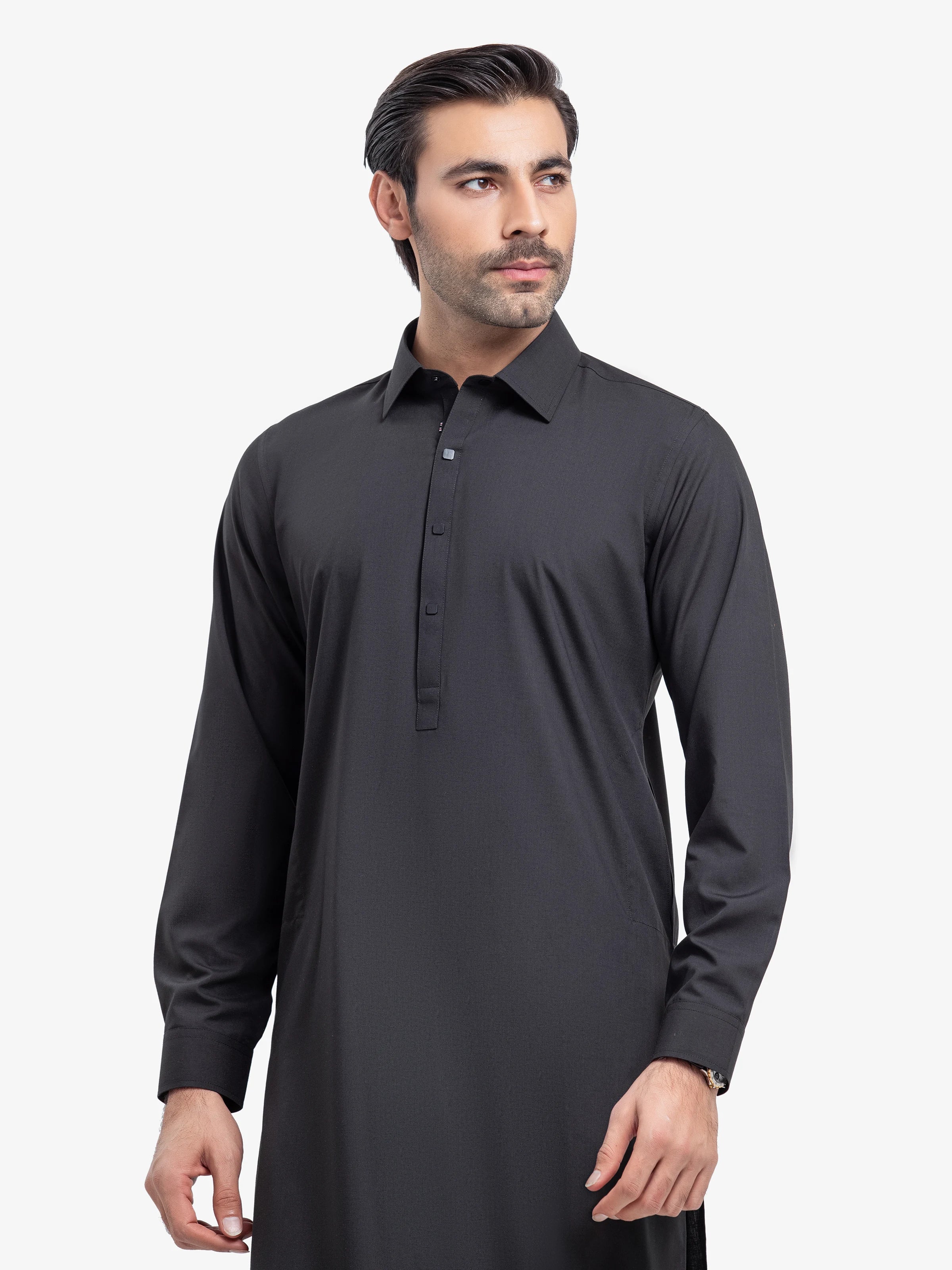 Men's Black Shalwar Kameez - EMTKST5-99518 - Image 2
