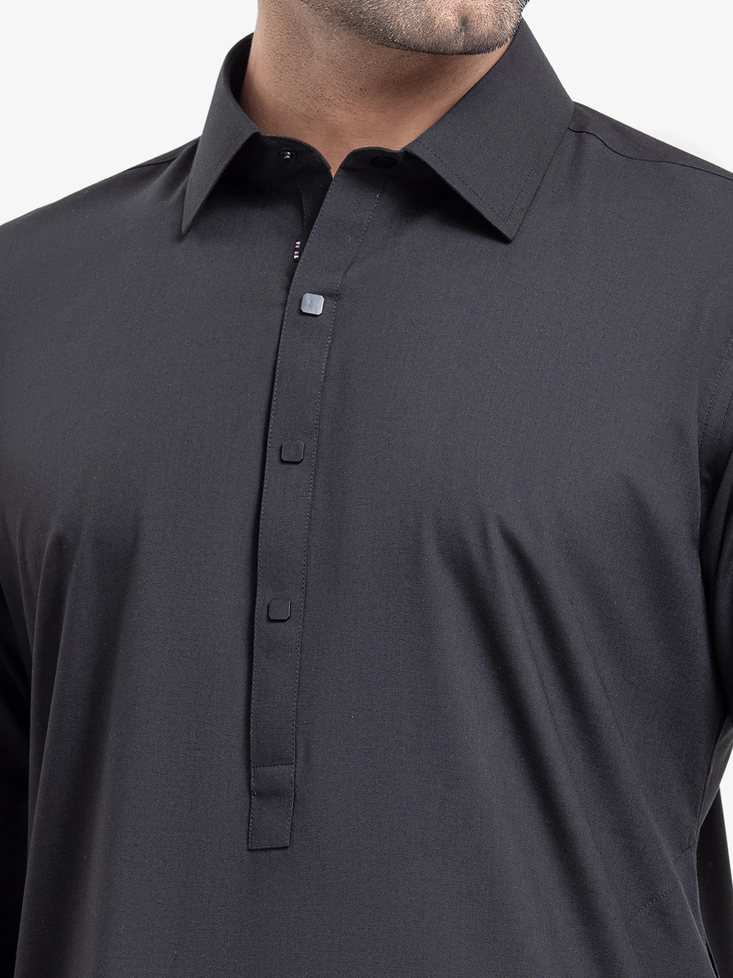 Men's Black Shalwar Kameez - EMTKST5-99518 - Image 3