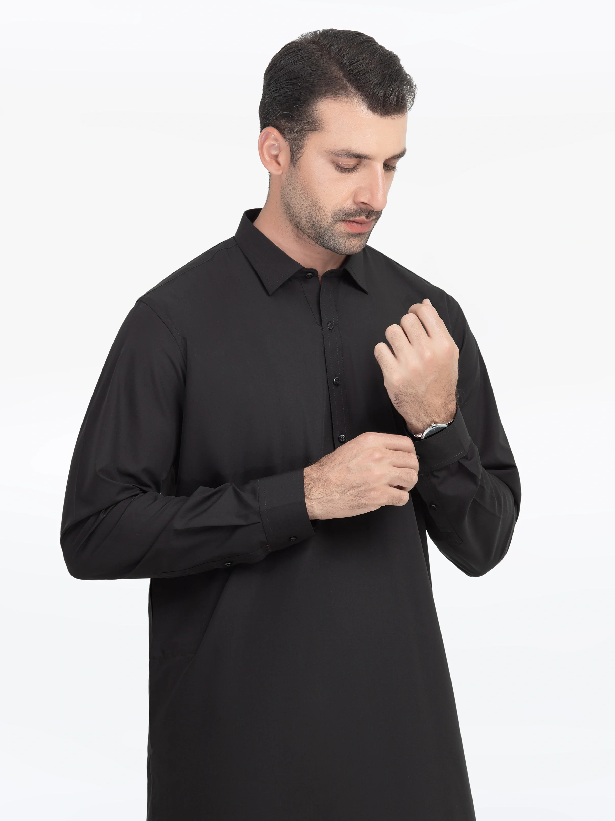 Men's Black Shalwar Kameez - EMTKST5-99540 - Image 2