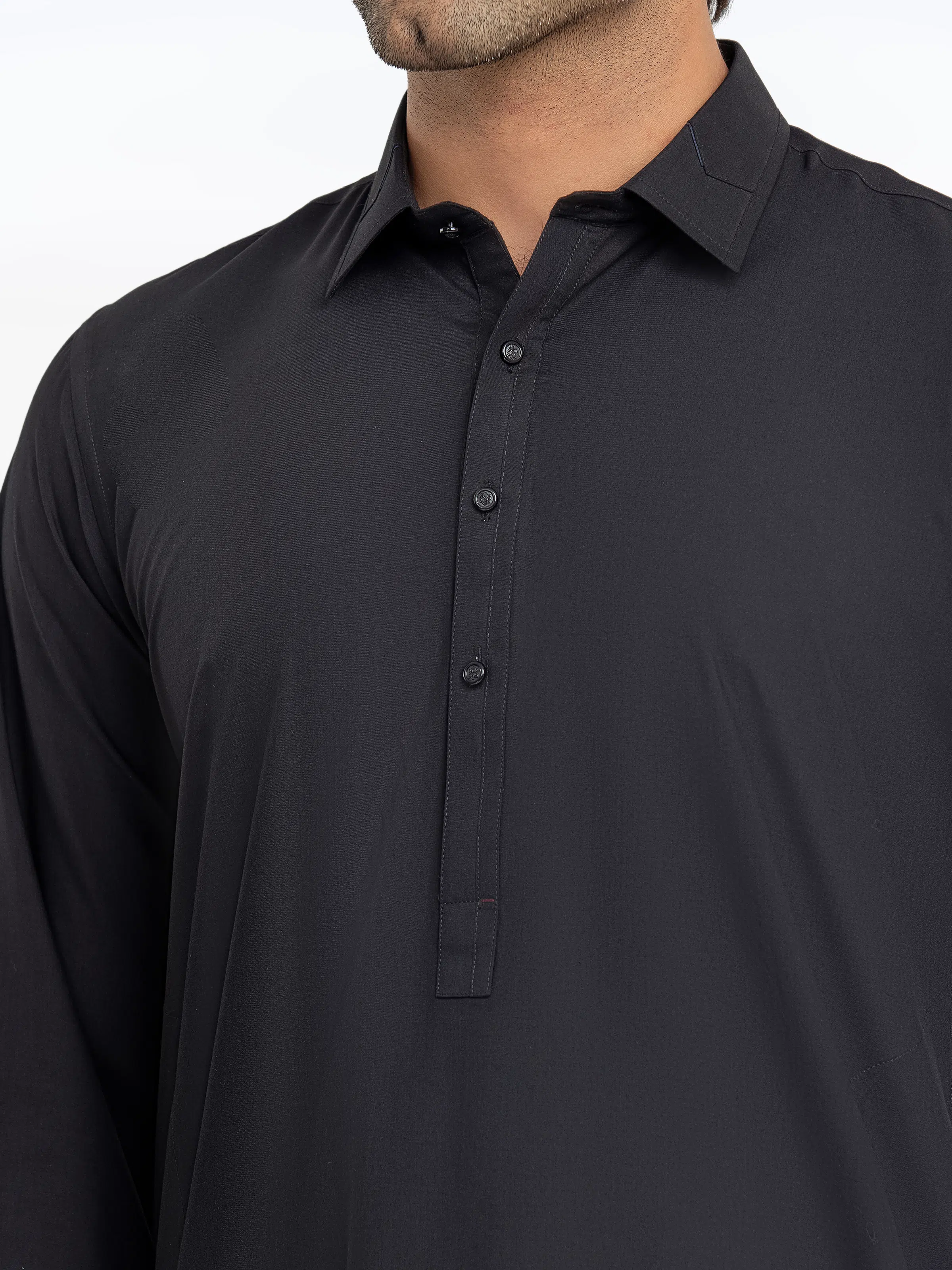 Men's Black Shalwar Kameez - EMTKST5-99553 - Image 3