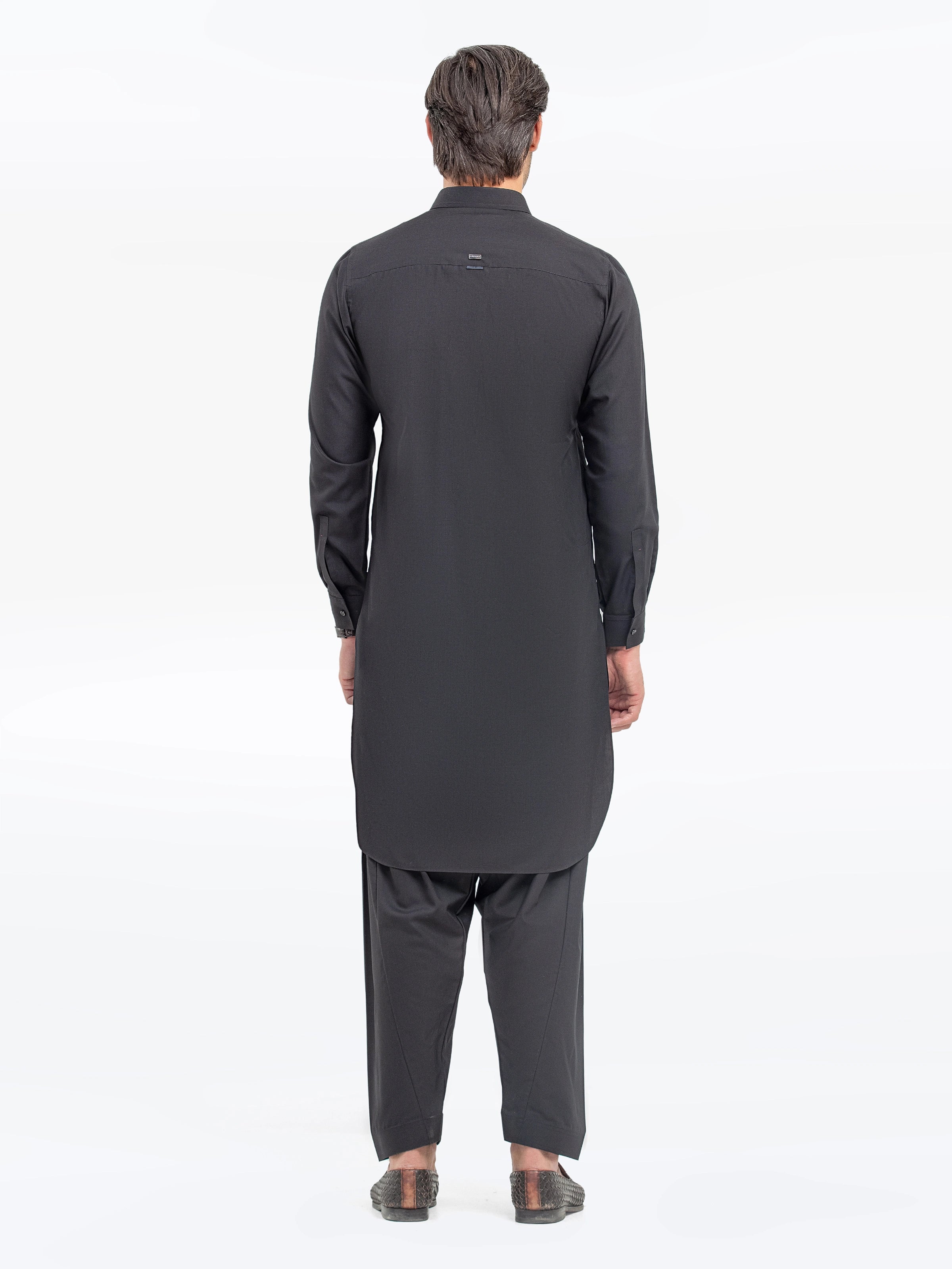 Men's Black Shalwar Kameez - EMTKST5-99553 - Image 5