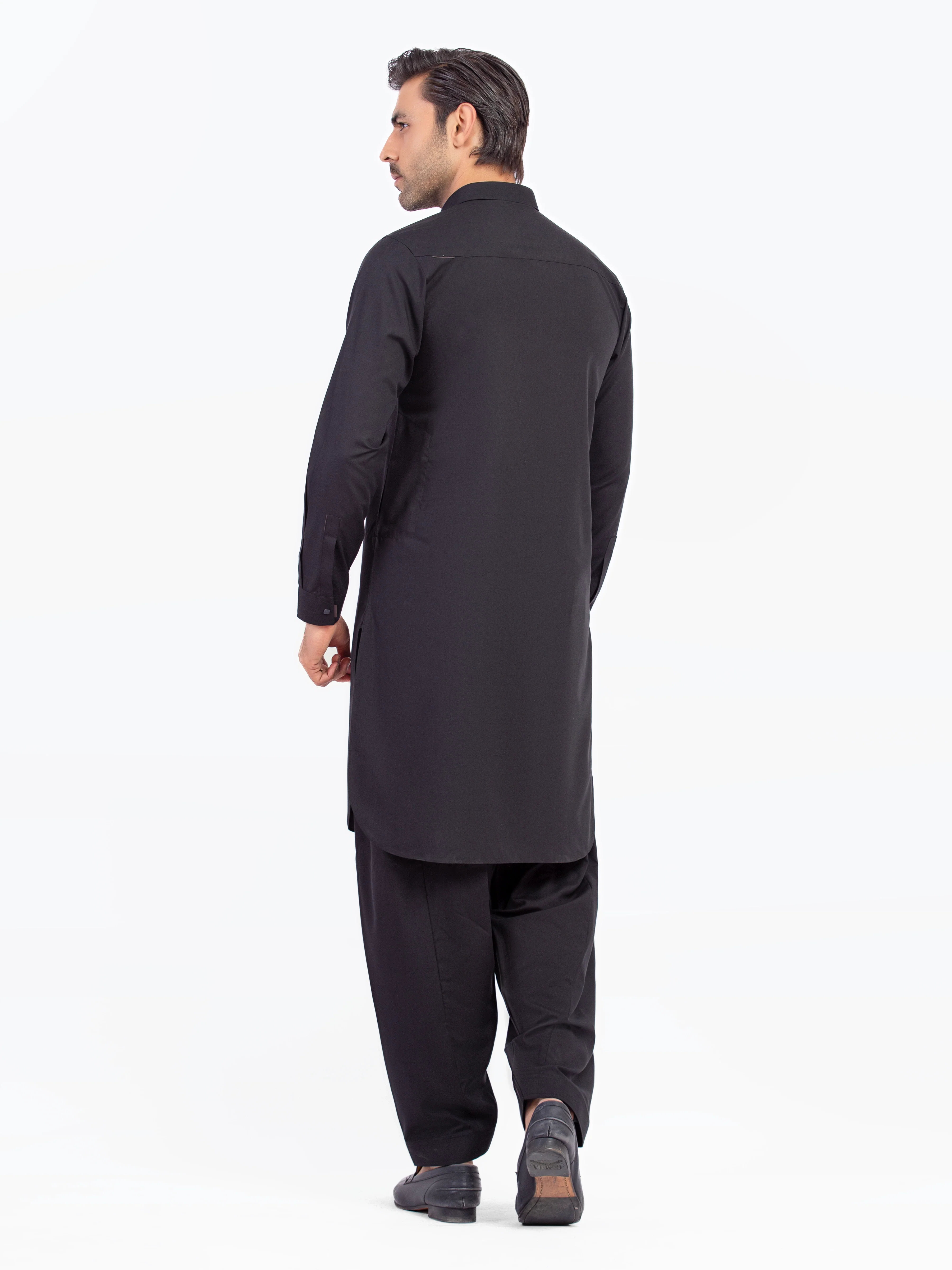 Men's Black Shalwar Kameez - EMTKST5-99564 - Image 5