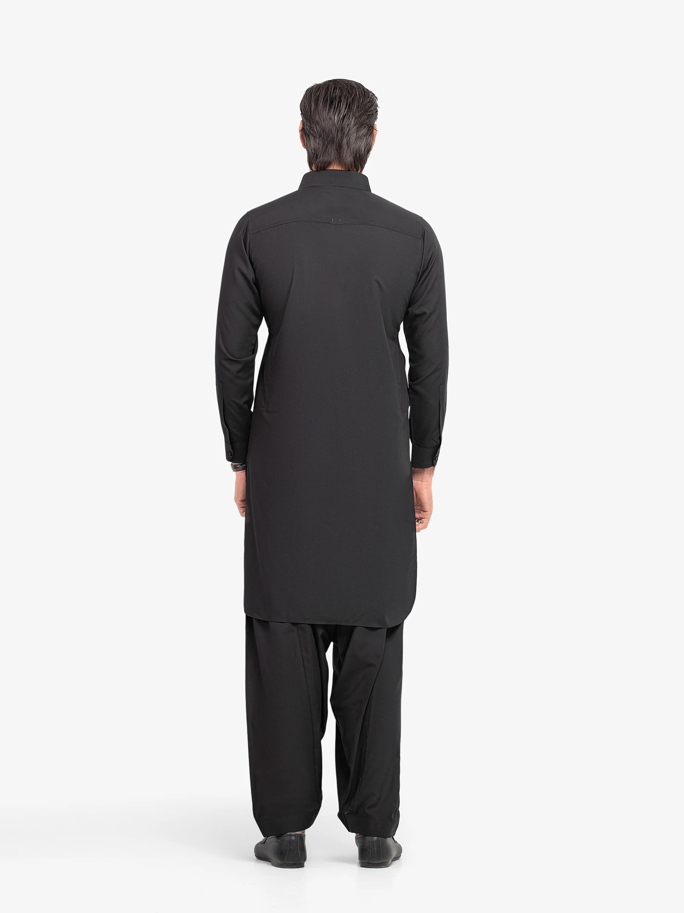 Men's Black Shalwar Kameez - EMTKST5-99565 - Image 5