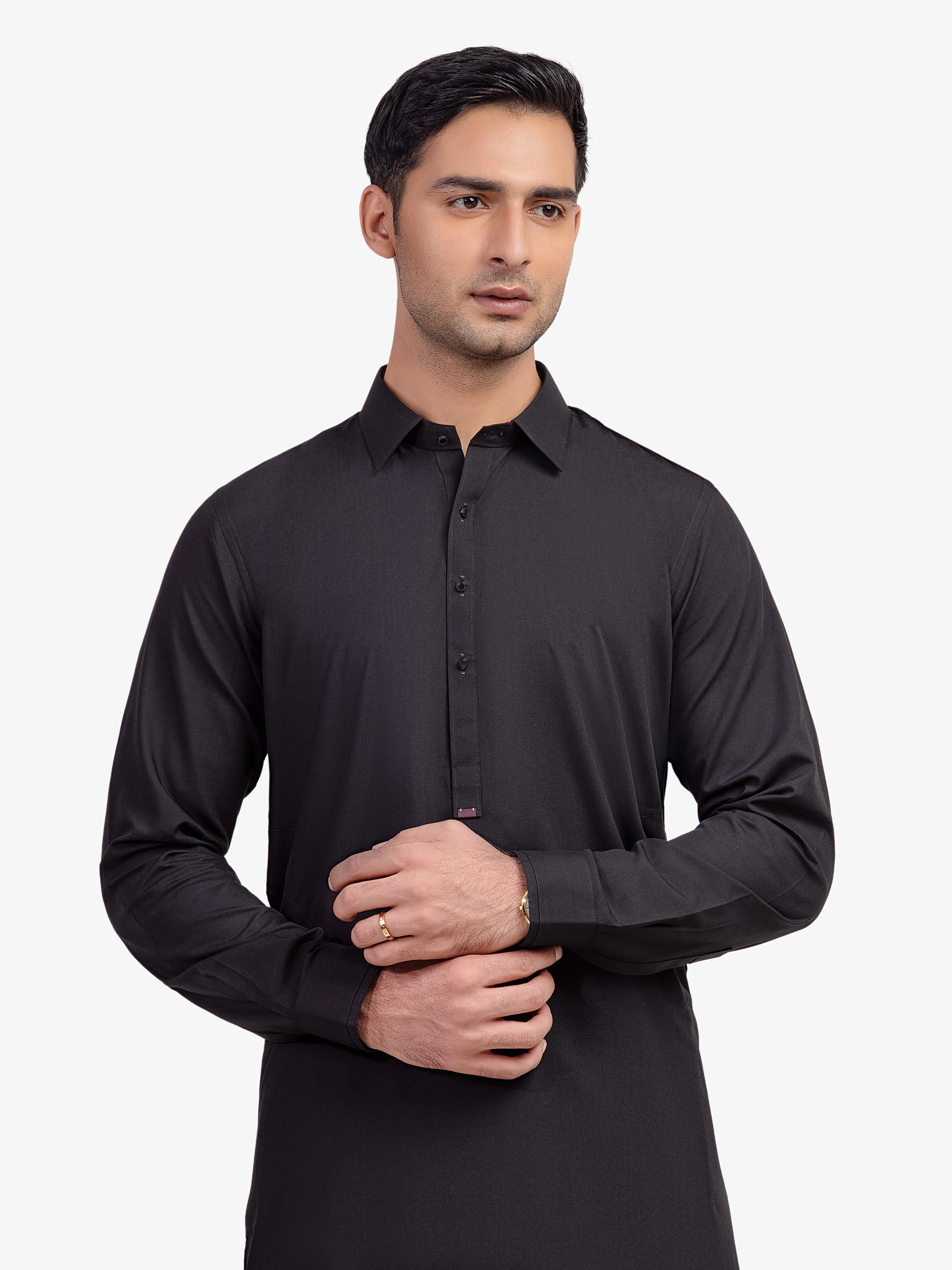 Men's Black Shalwar Kameez - EMTKST5-99587 - Image 2