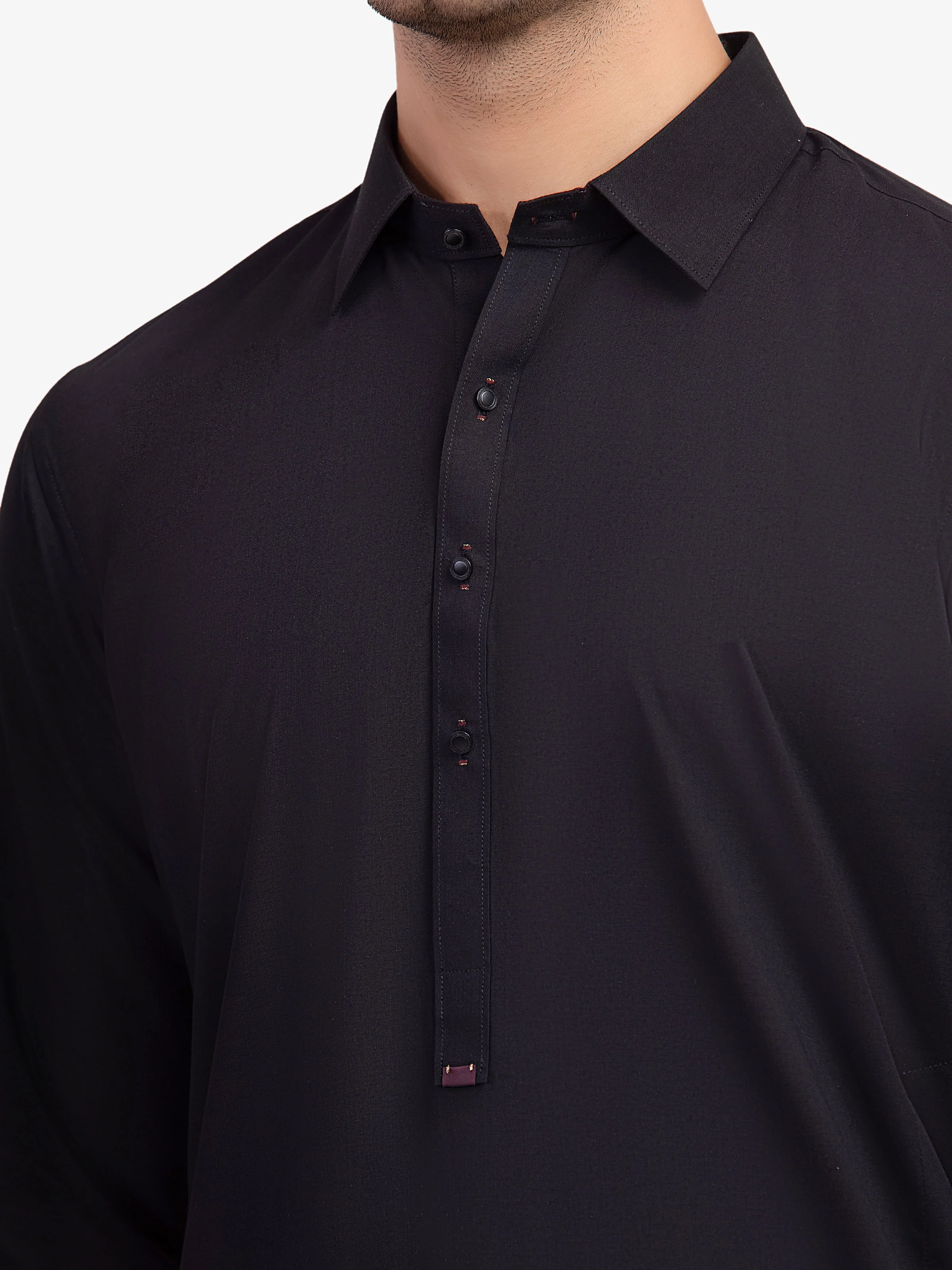Men's Black Shalwar Kameez - EMTKST5-99587 - Image 4