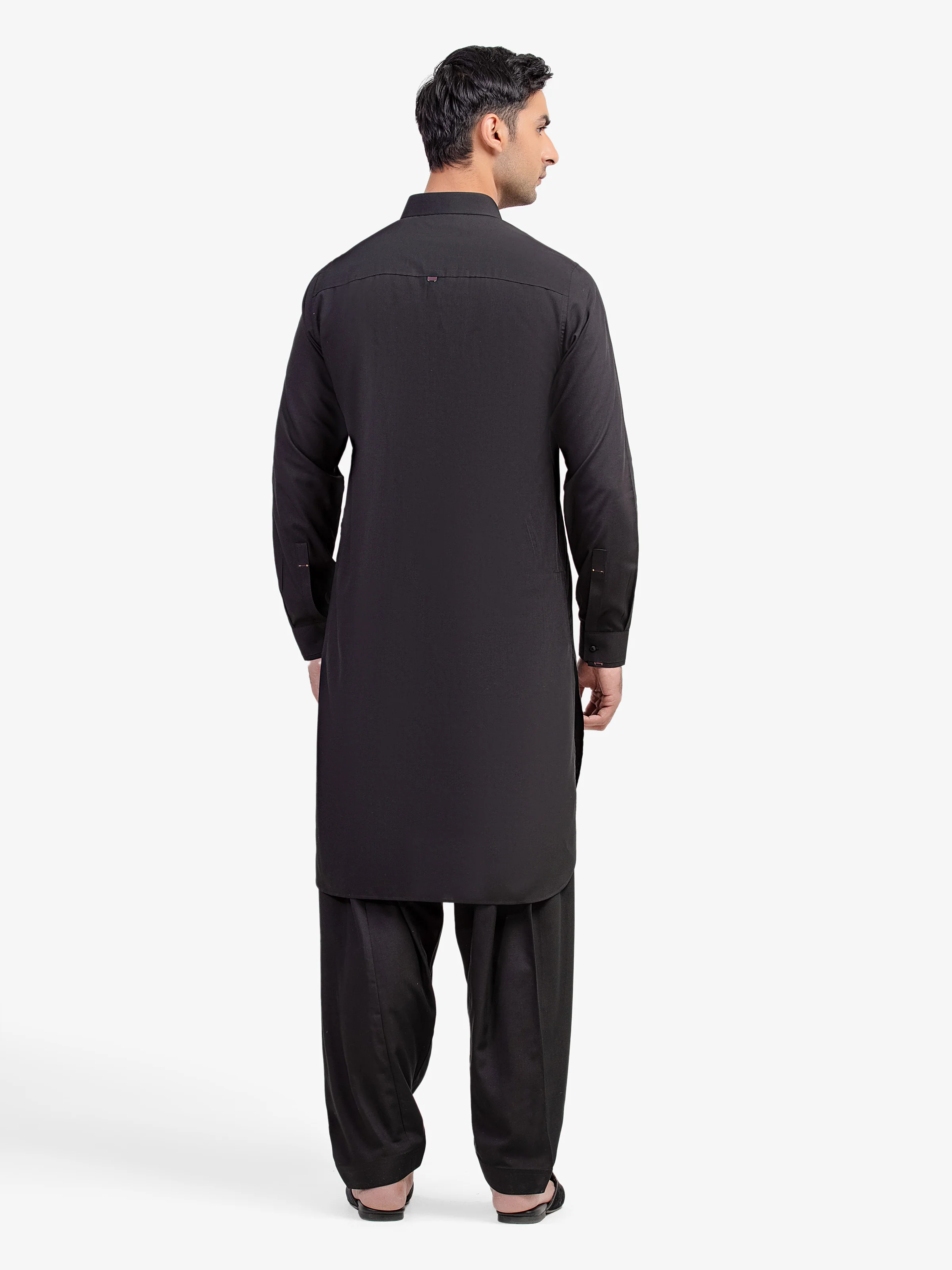 Men's Black Shalwar Kameez - EMTKST5-99587 - Image 6
