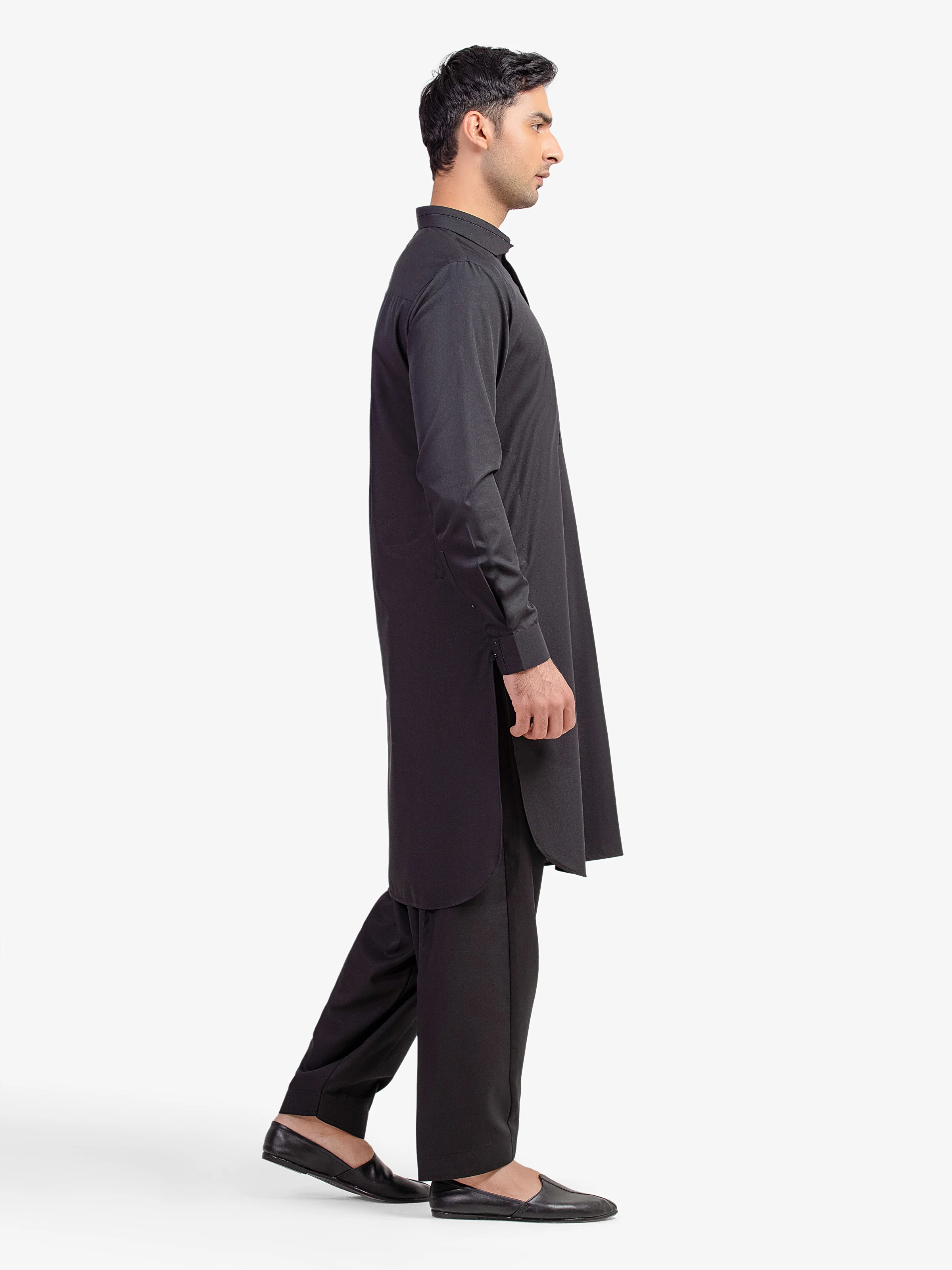 Men's Black Shalwar Kameez - EMTKST5-99593 - Image 5