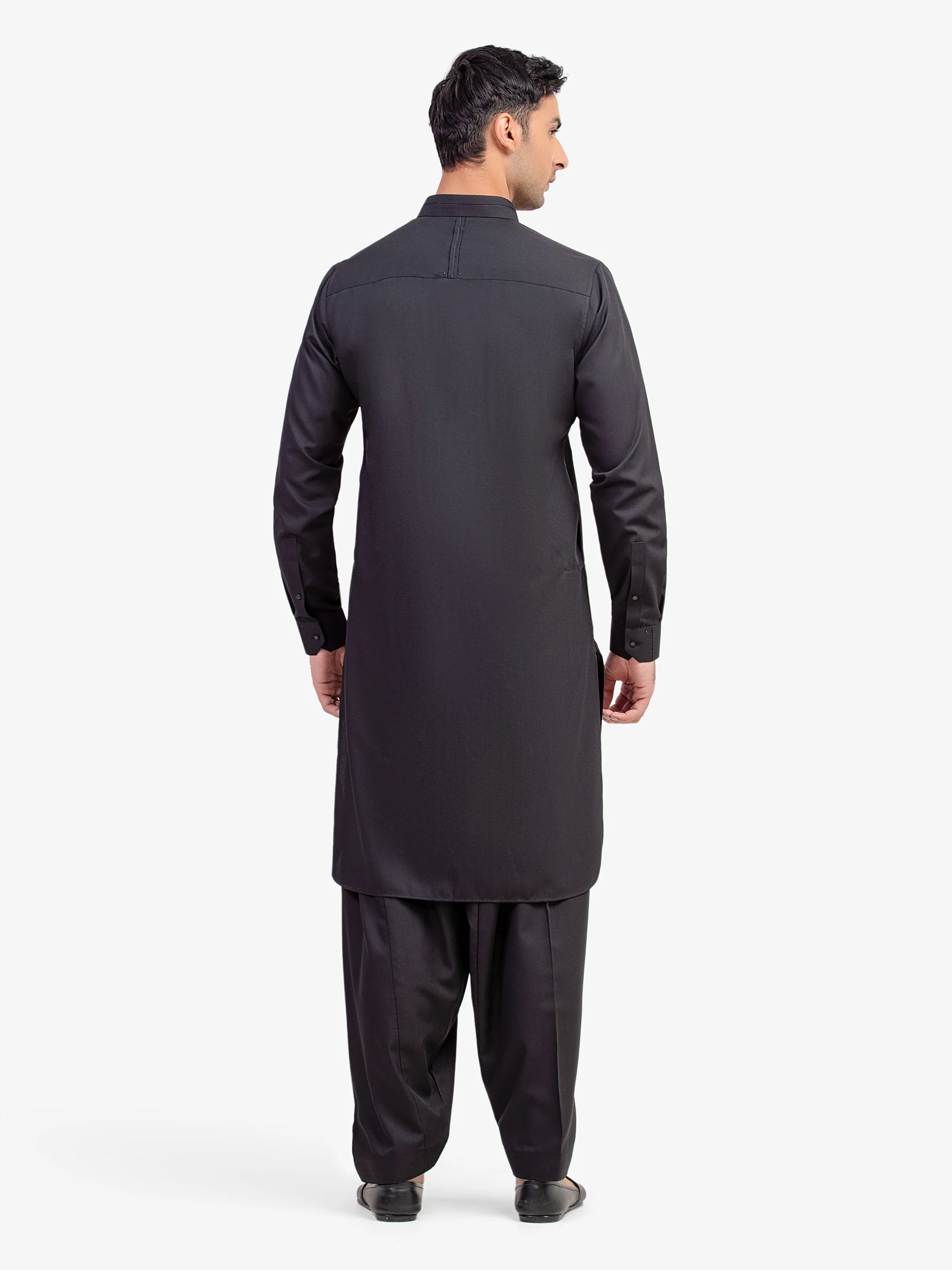 Men's Black Shalwar Kameez - EMTKST5-99593 - Image 6