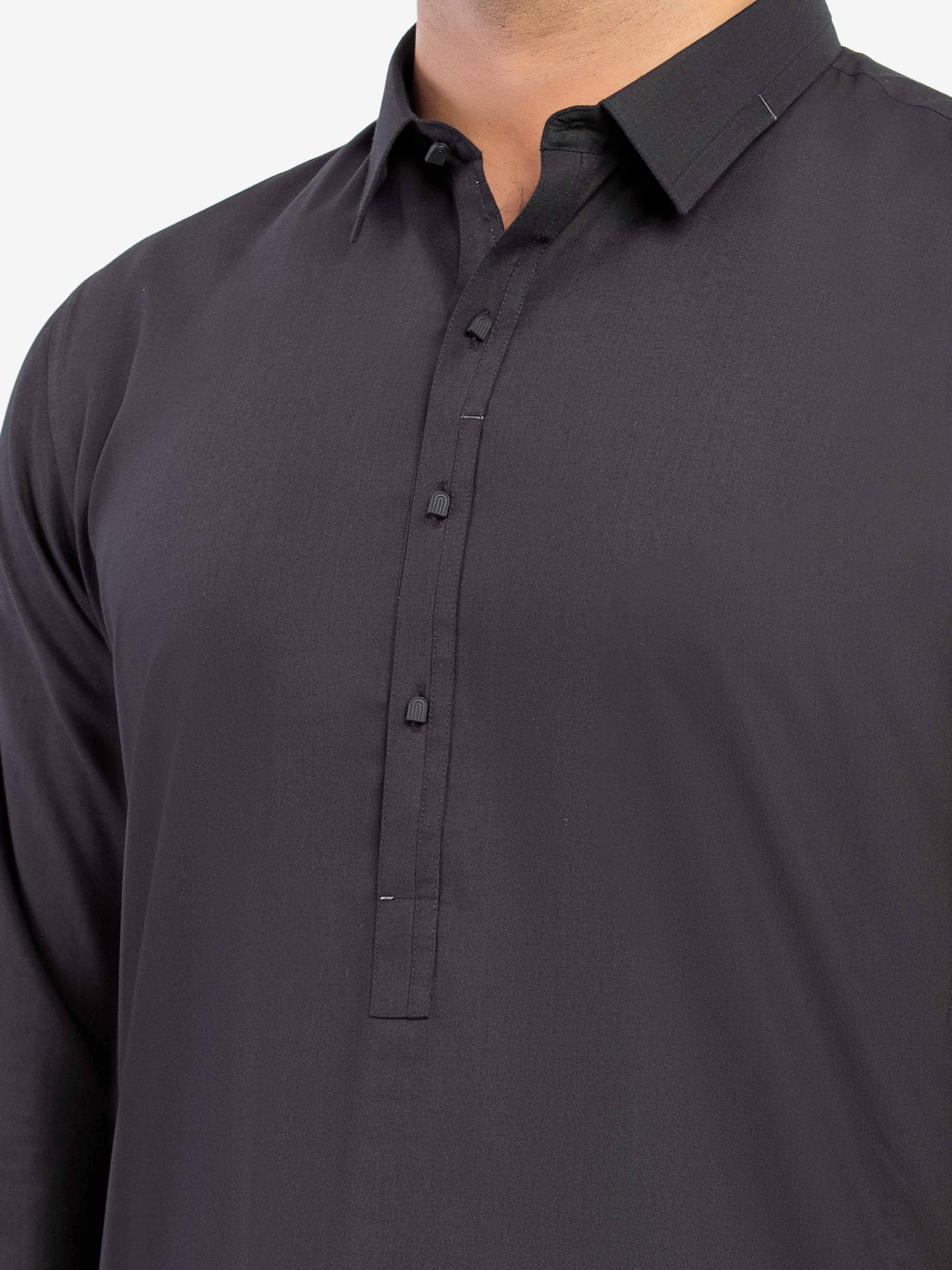 Men's Black Shalwar Kameez - EMTKST5-99601 - Image 3