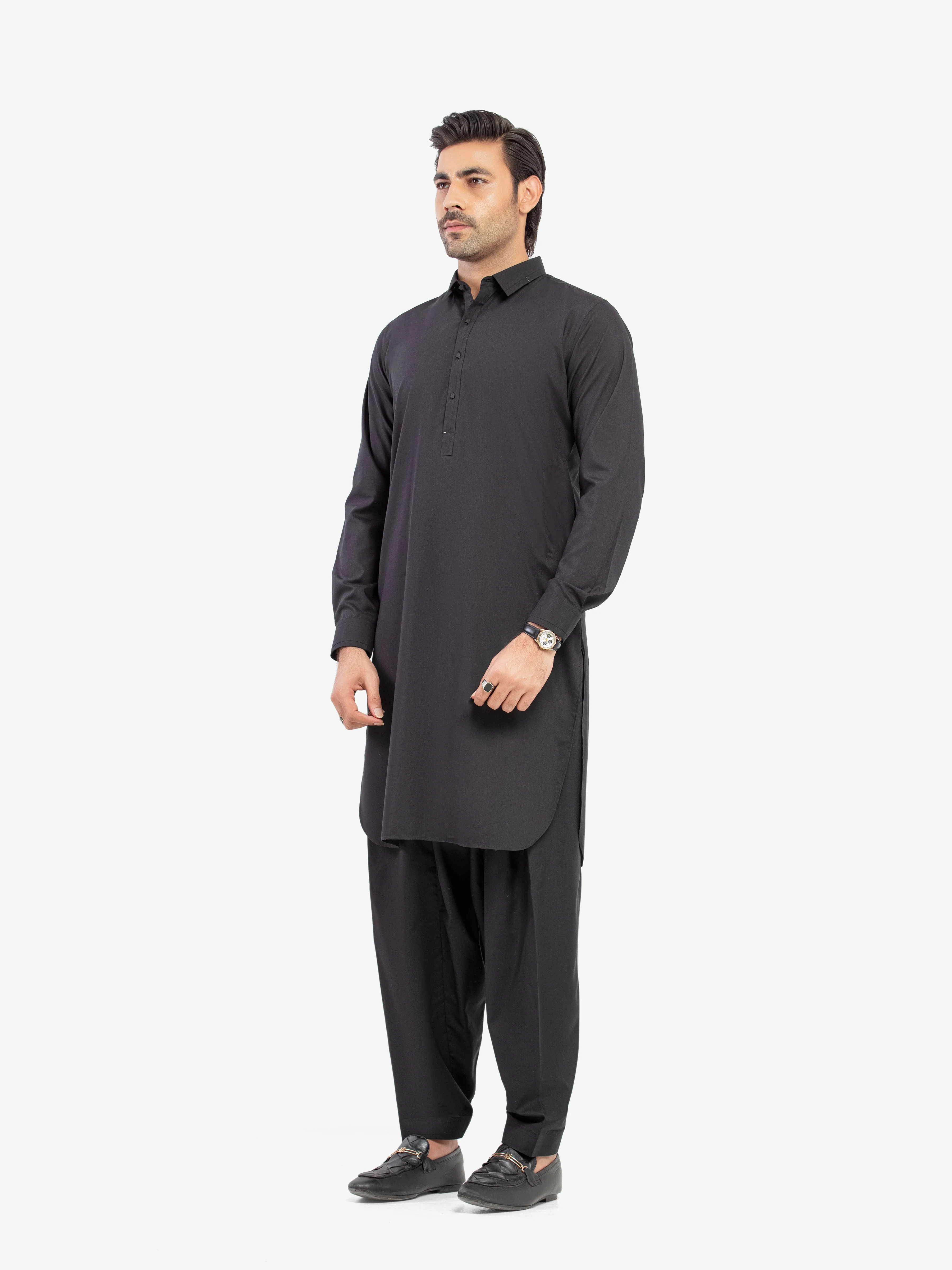 Men's Black Shalwar Kameez - EMTKST5-99601 - Image 4