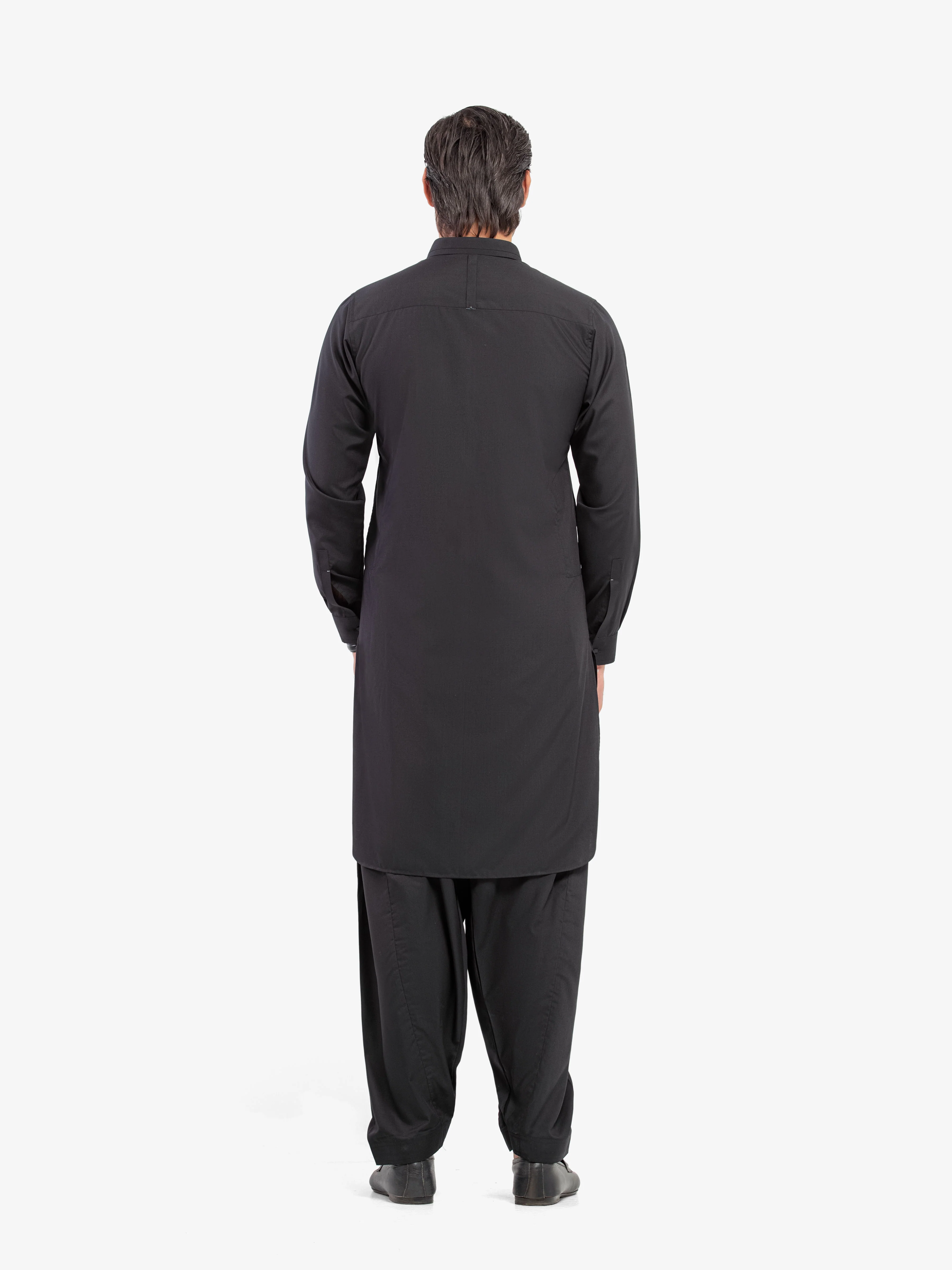 Men's Black Shalwar Kameez - EMTKST5-99601 - Image 5