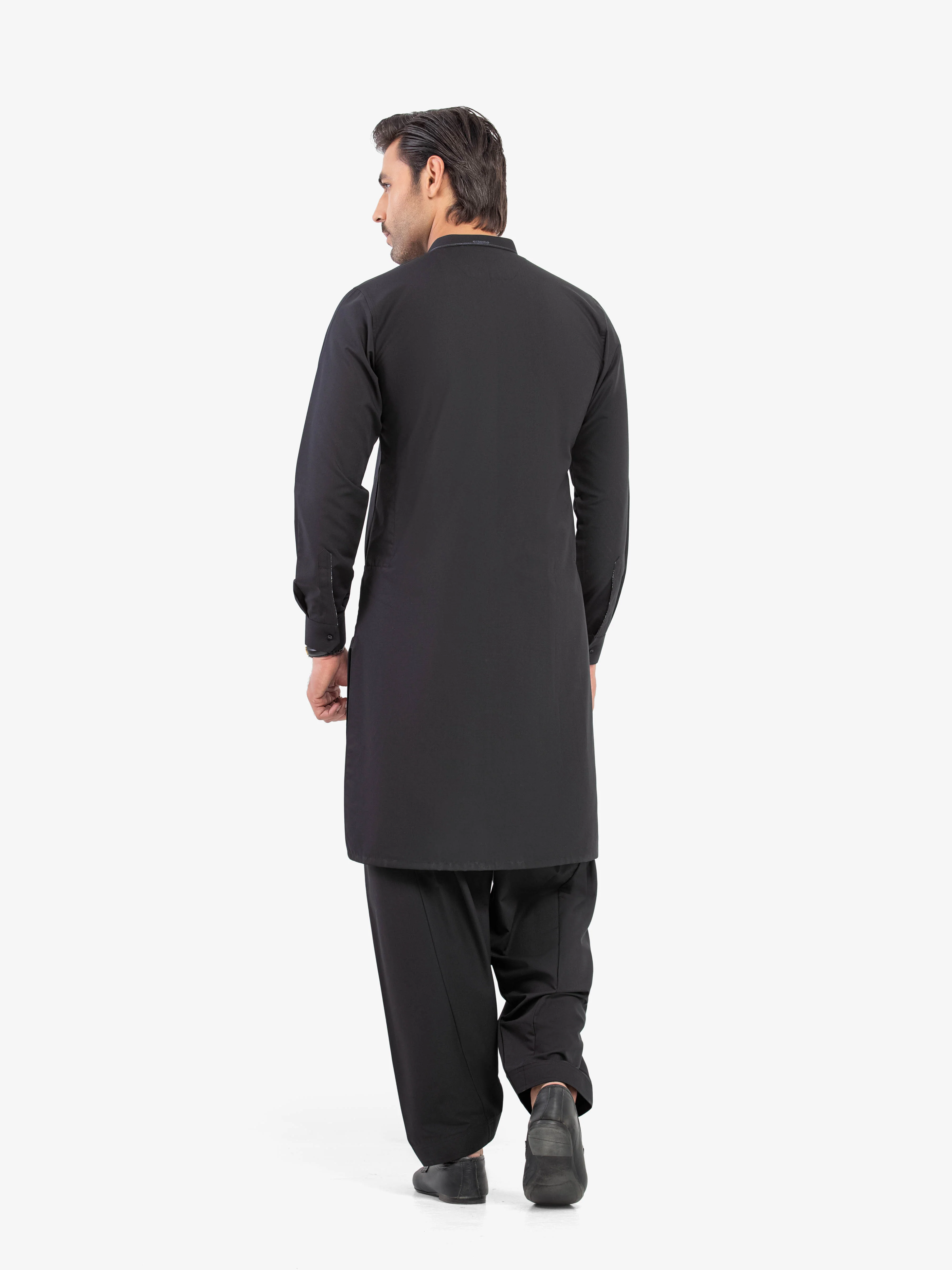 Men's Black Shalwar Kameez - EMTKST5-99603 - Image 5