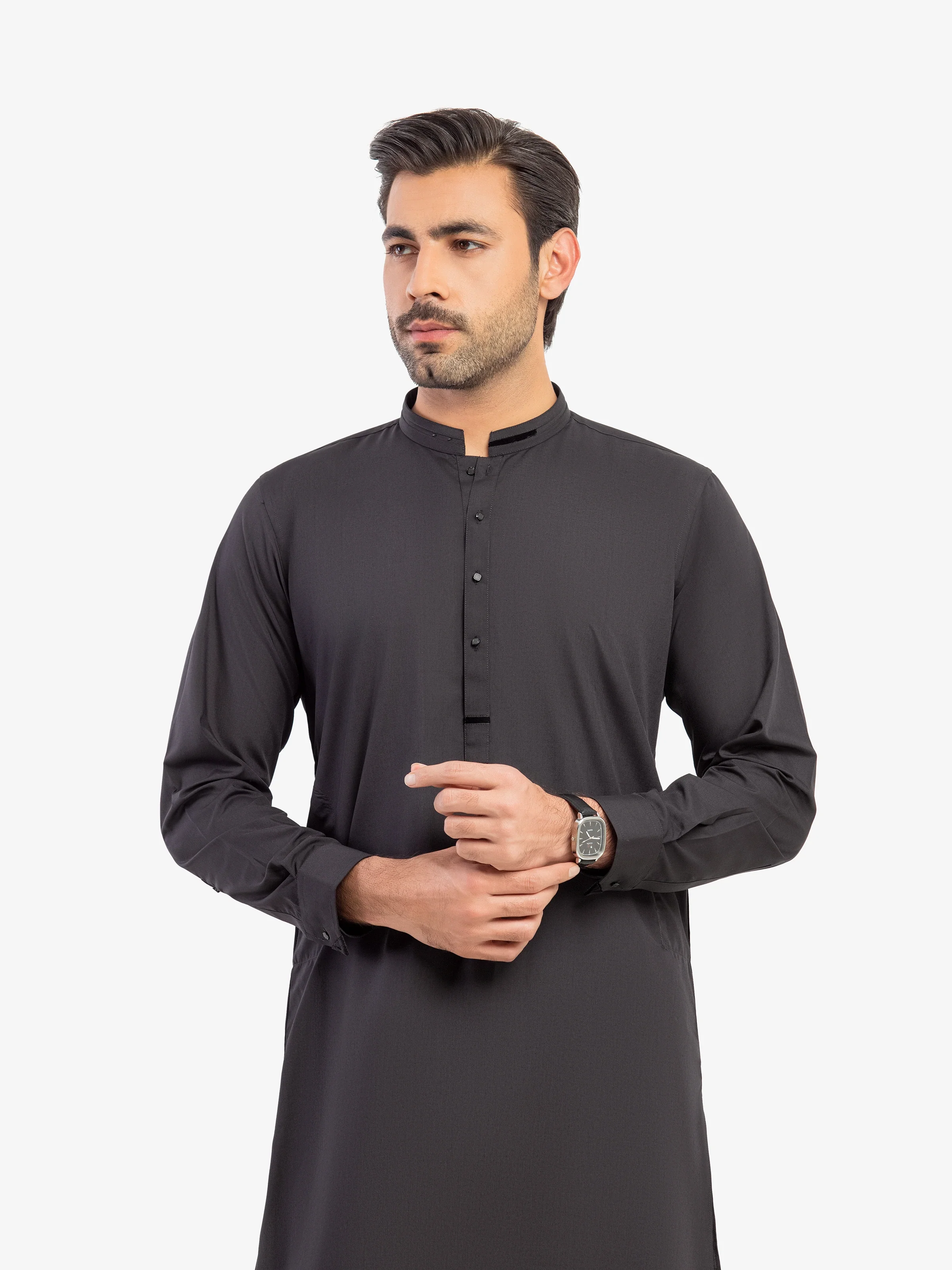 Men's Black Shalwar Kameez - EMTKST5-99615 - Image 2